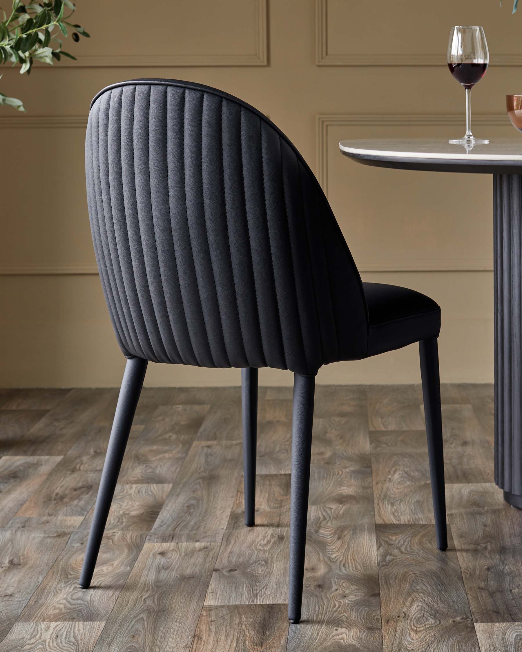 Saylor black faux leather dining chair - Image 2