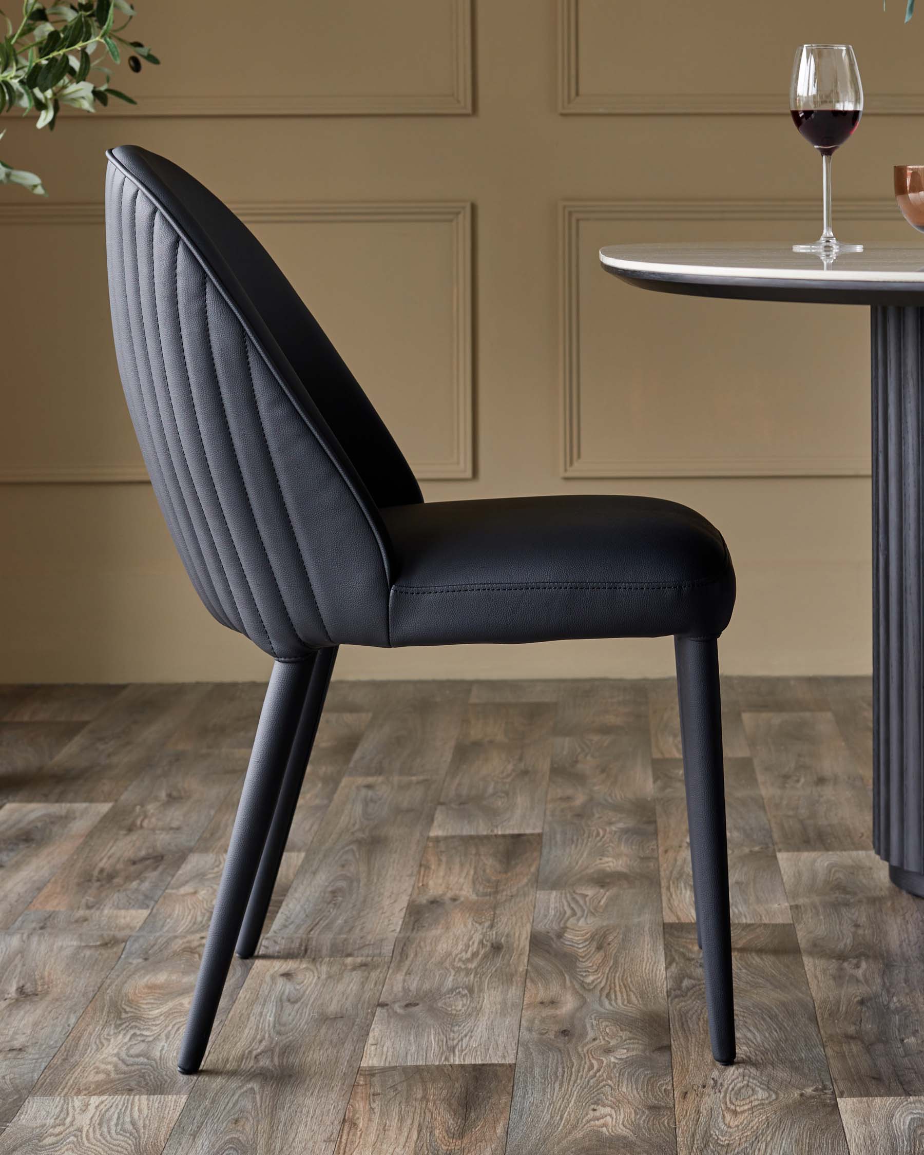 Saylor black faux leather dining chair - Image 3