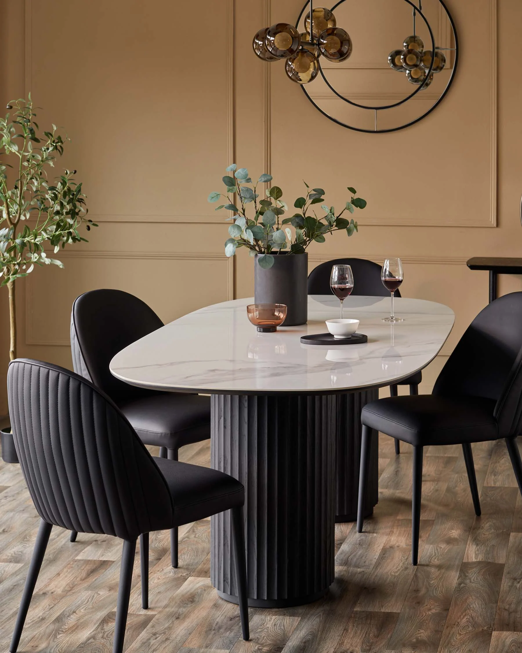 Saylor black faux leather dining chair - Image 4