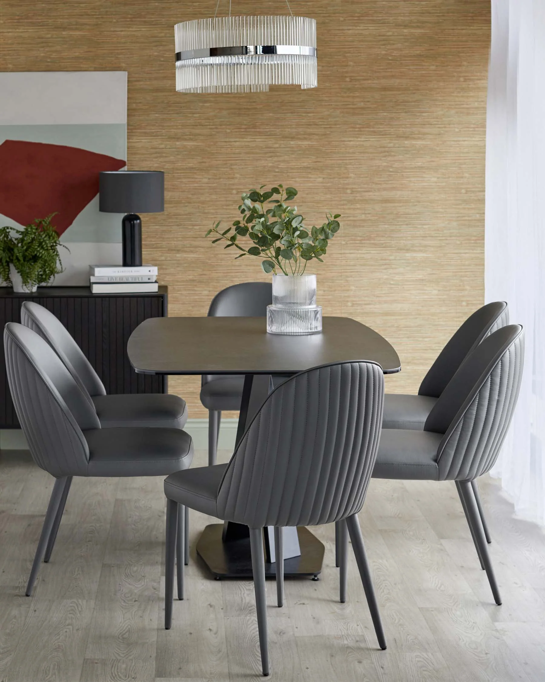 Saylor dark grey faux leather dining chair - Image 4