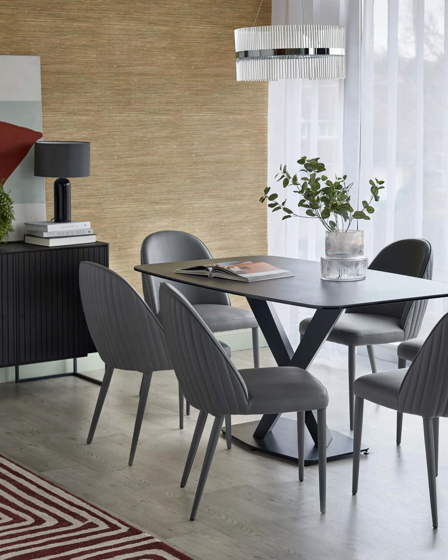 Saylor dark grey faux leather dining chair - Image 5