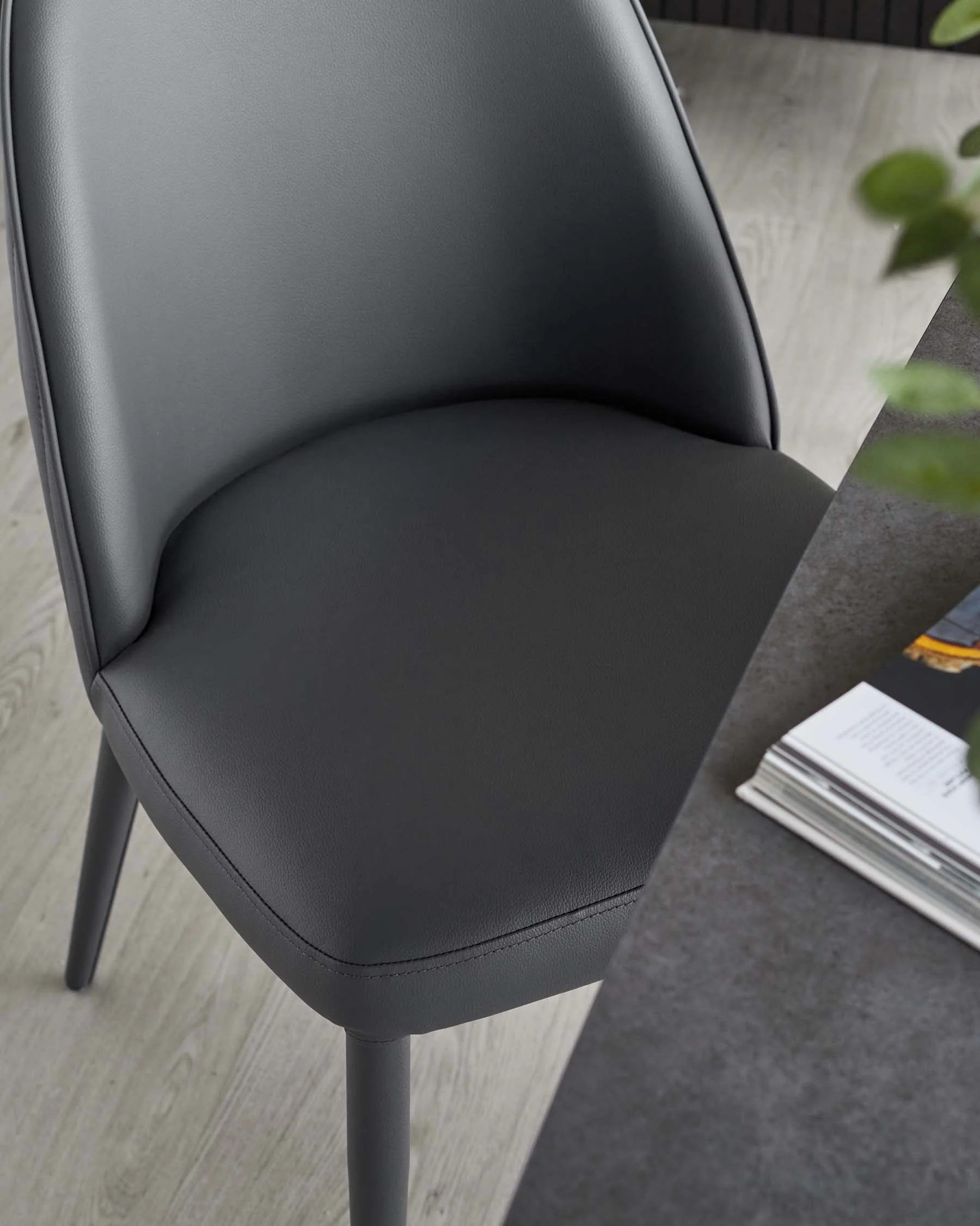 Saylor dark grey faux leather dining chair - Image 6