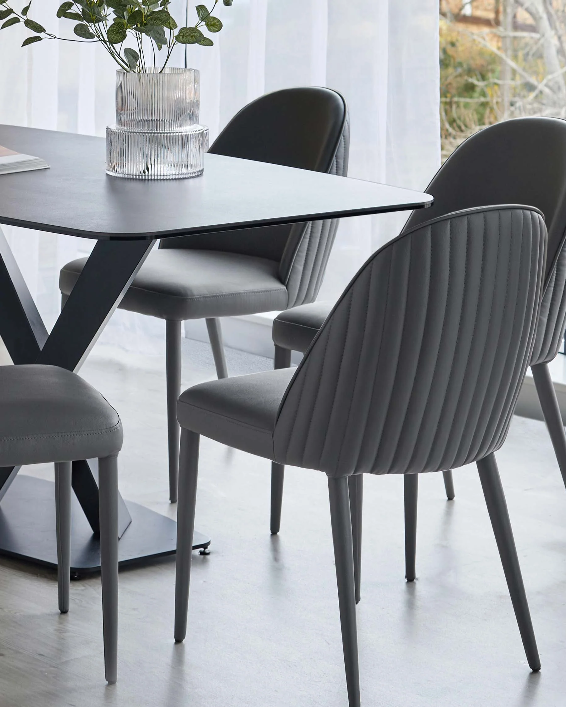 Saylor dark grey faux leather dining chair - Image 7