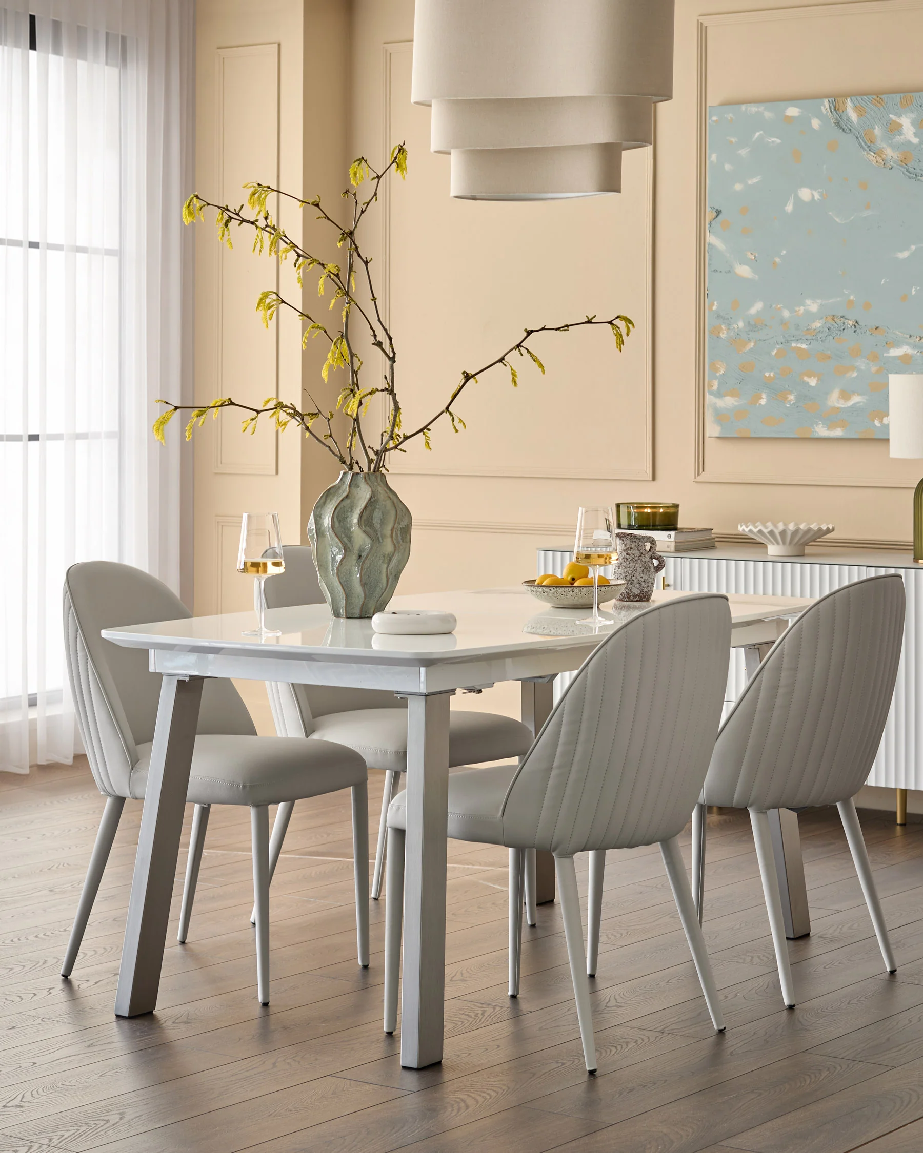Assi White Gloss Extending 6 to 8 Seater Dining Table - Image 8