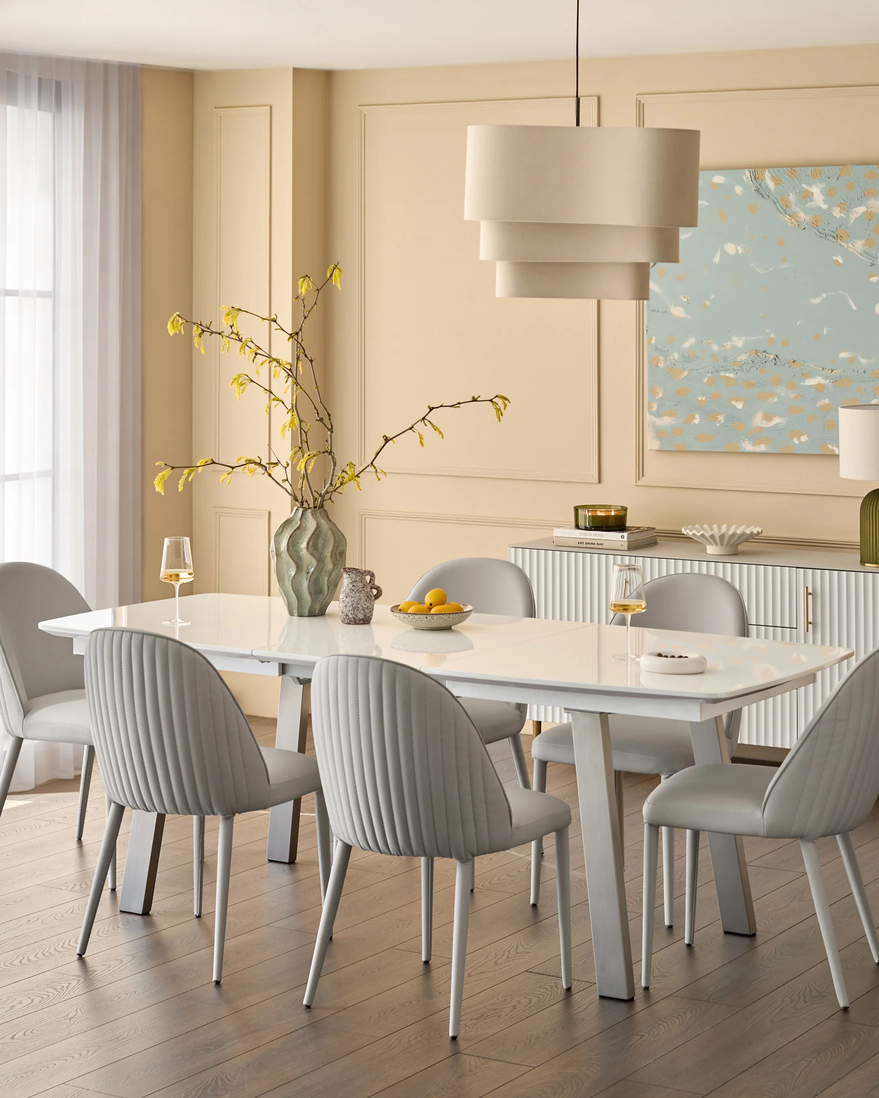 Assi White Gloss Extending 6 to 8 Seater Dining Table - Image 3
