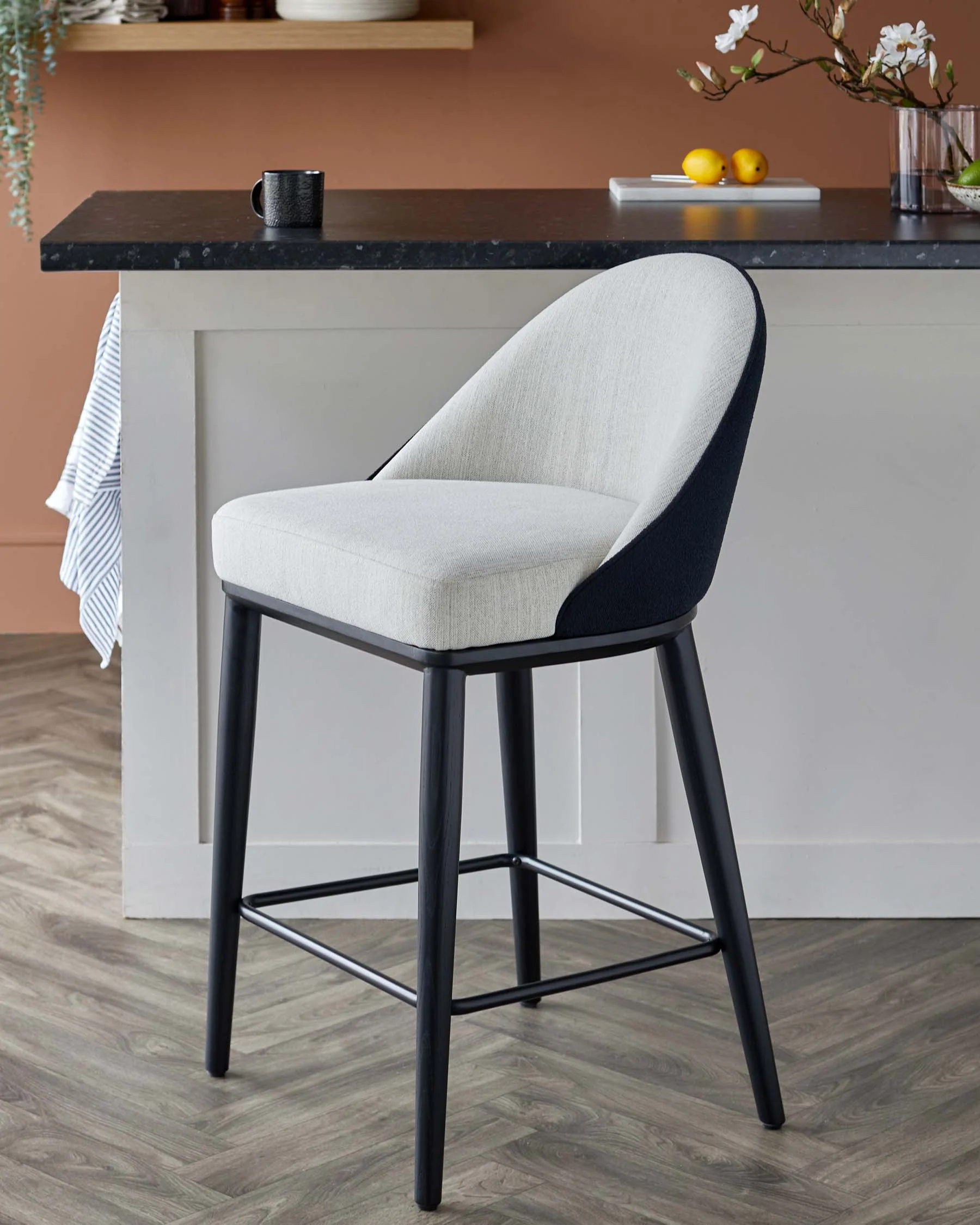 Scarlett black mixed material bar stool