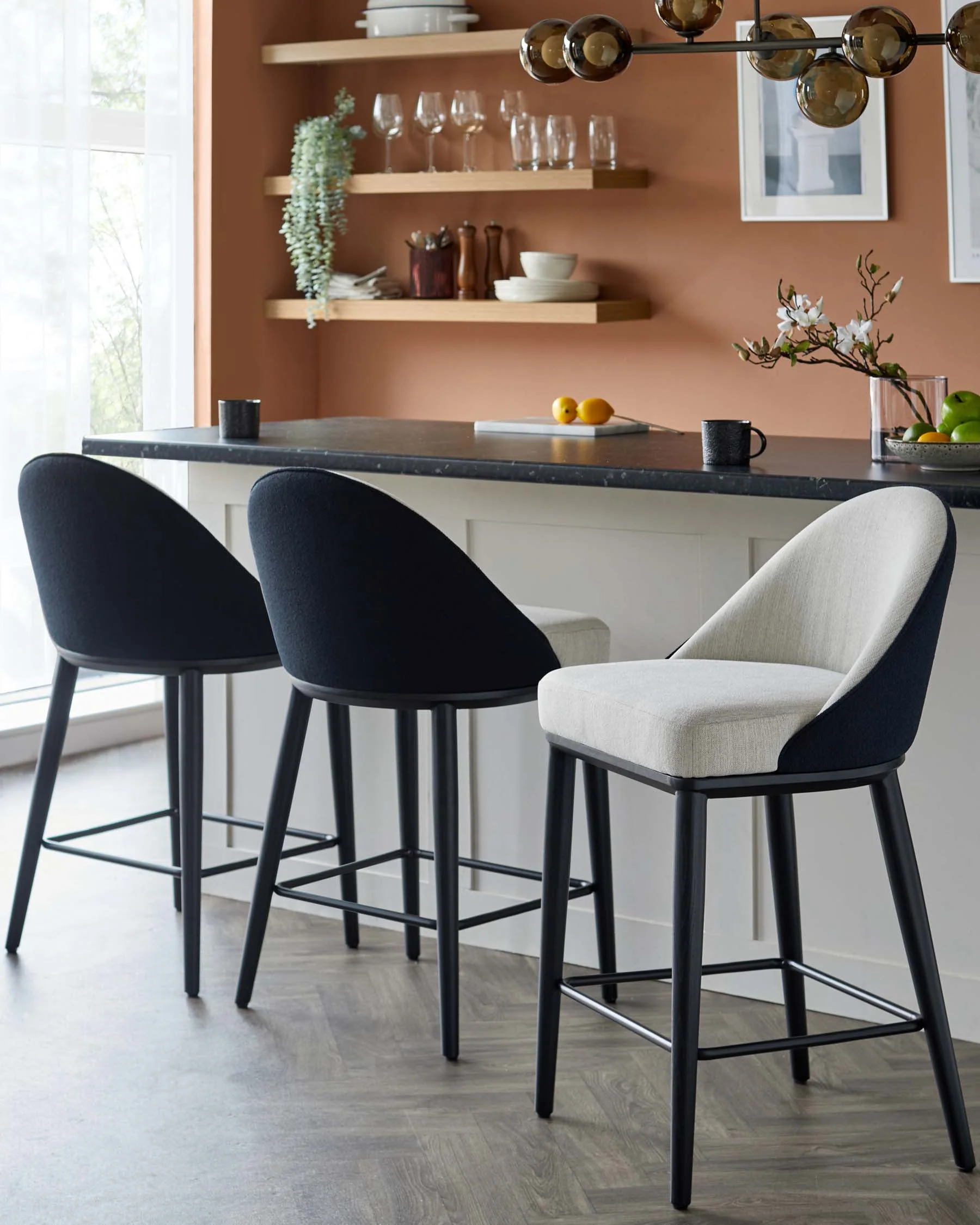 Scarlett black mixed material bar stool - Image 2