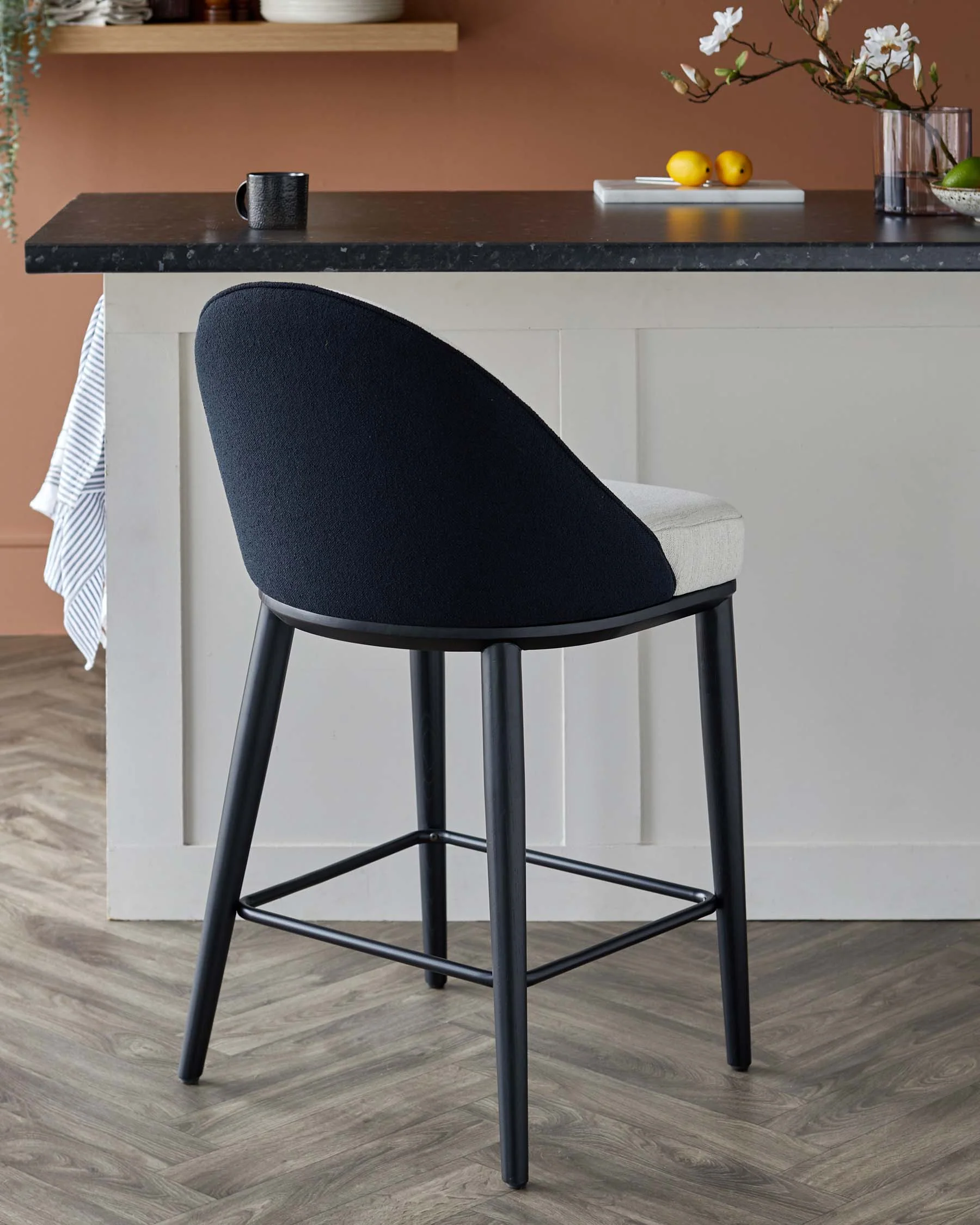 Scarlett black mixed material bar stool - Image 6