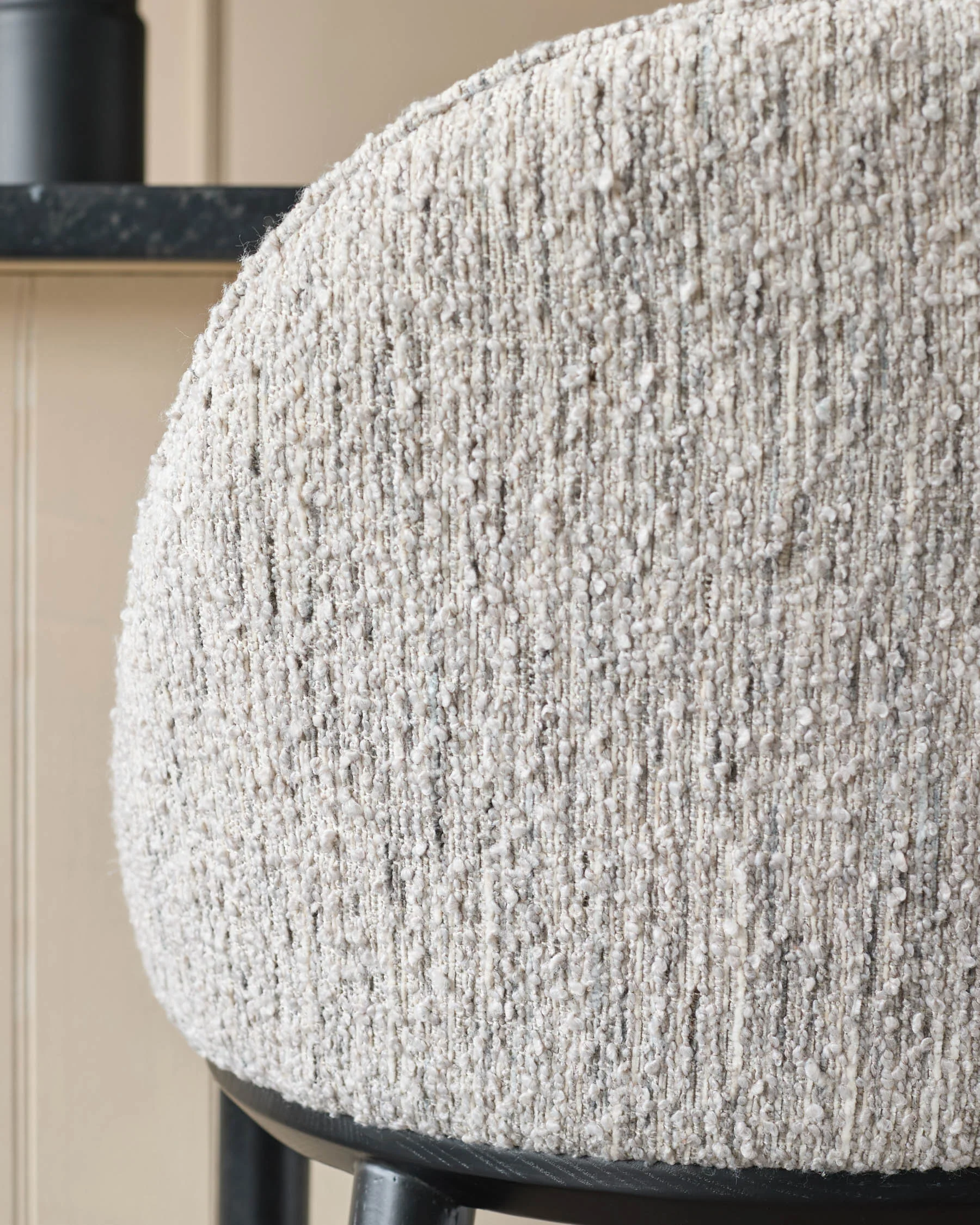 Scarlett cream boucle and natural grey chenille bar stool - Image 7