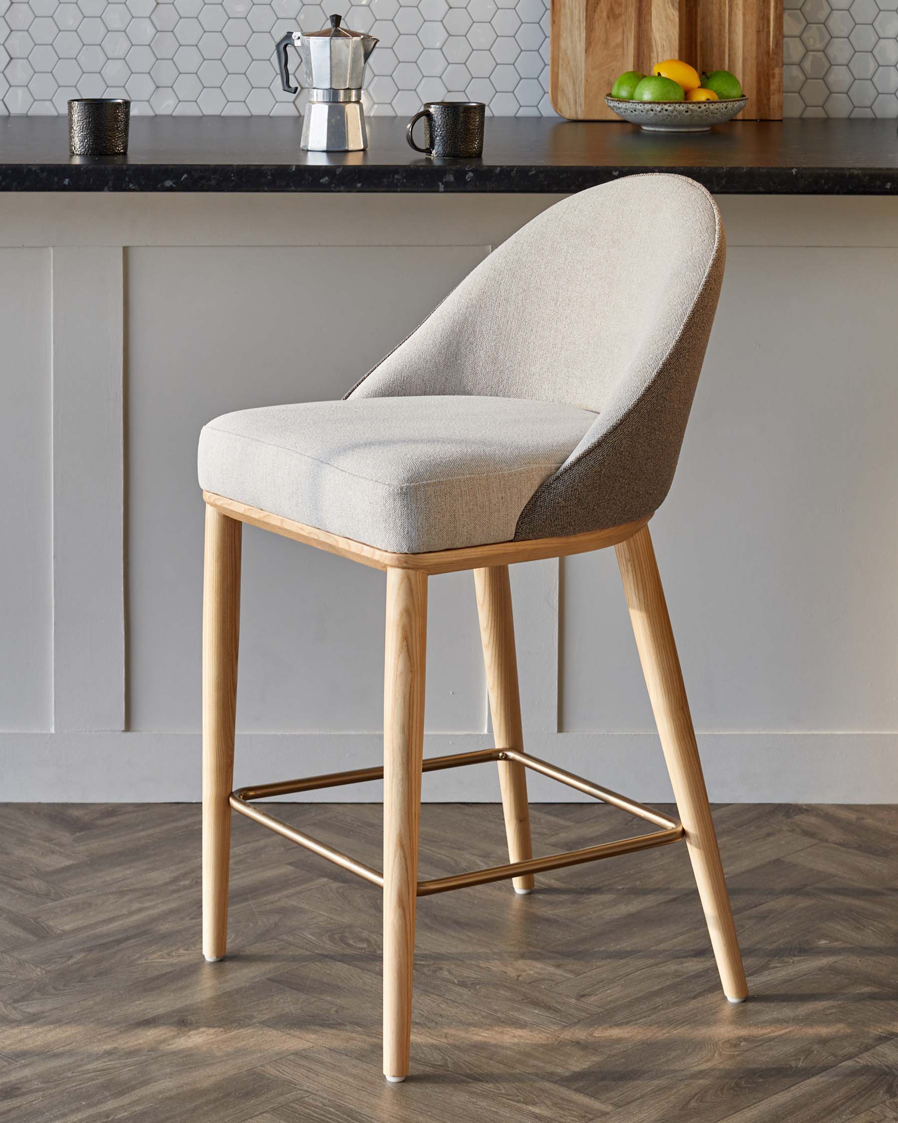 Scarlett natural mixed material bar stool