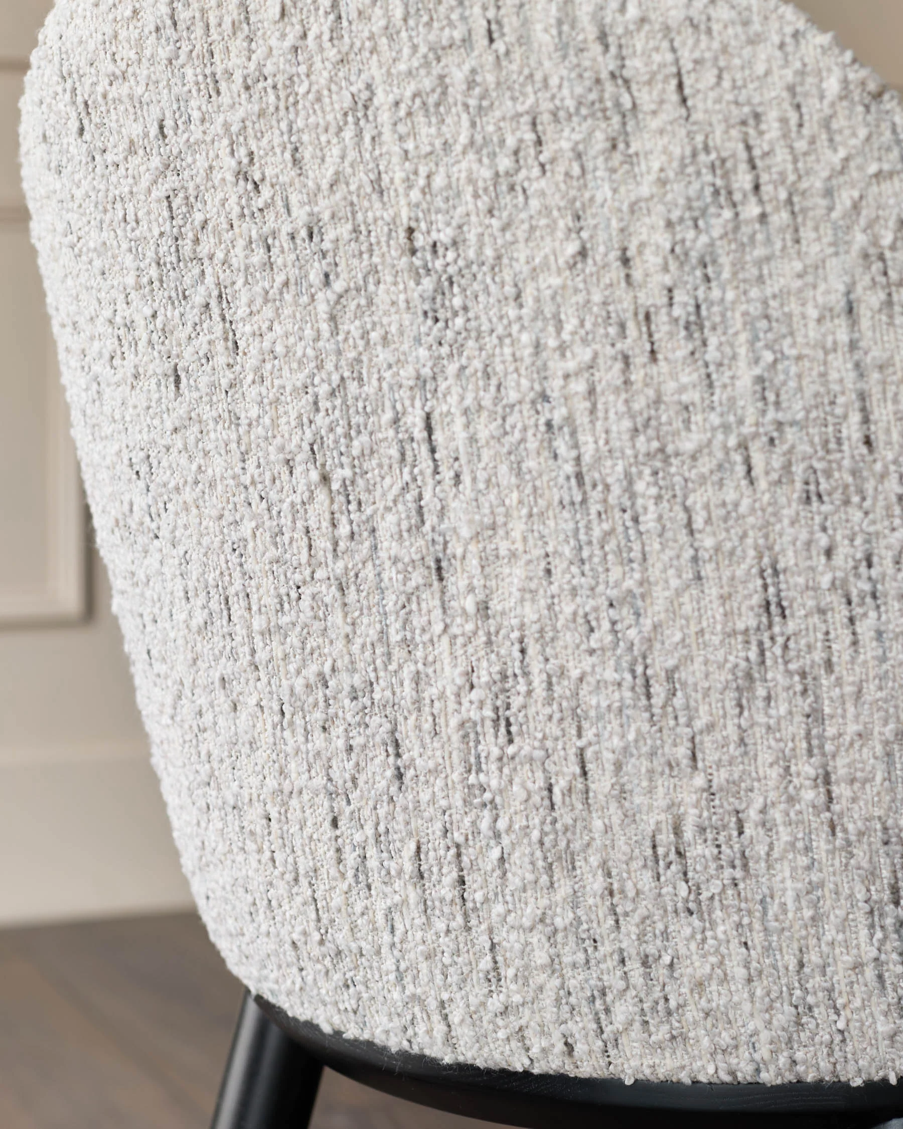 Scarlett cream boucle and natural grey chenille dining chair - Image 8