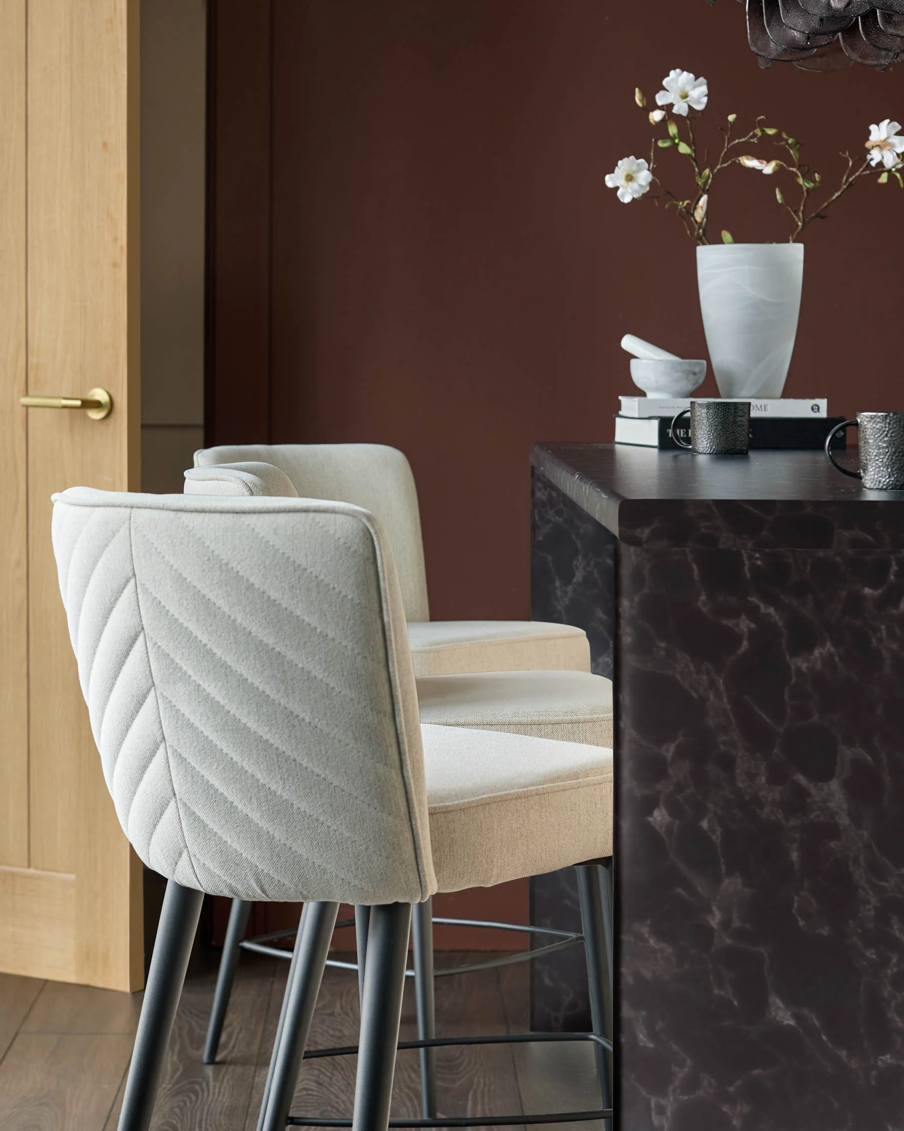 Serena ivory dual tone fabric bar stool - Image 2