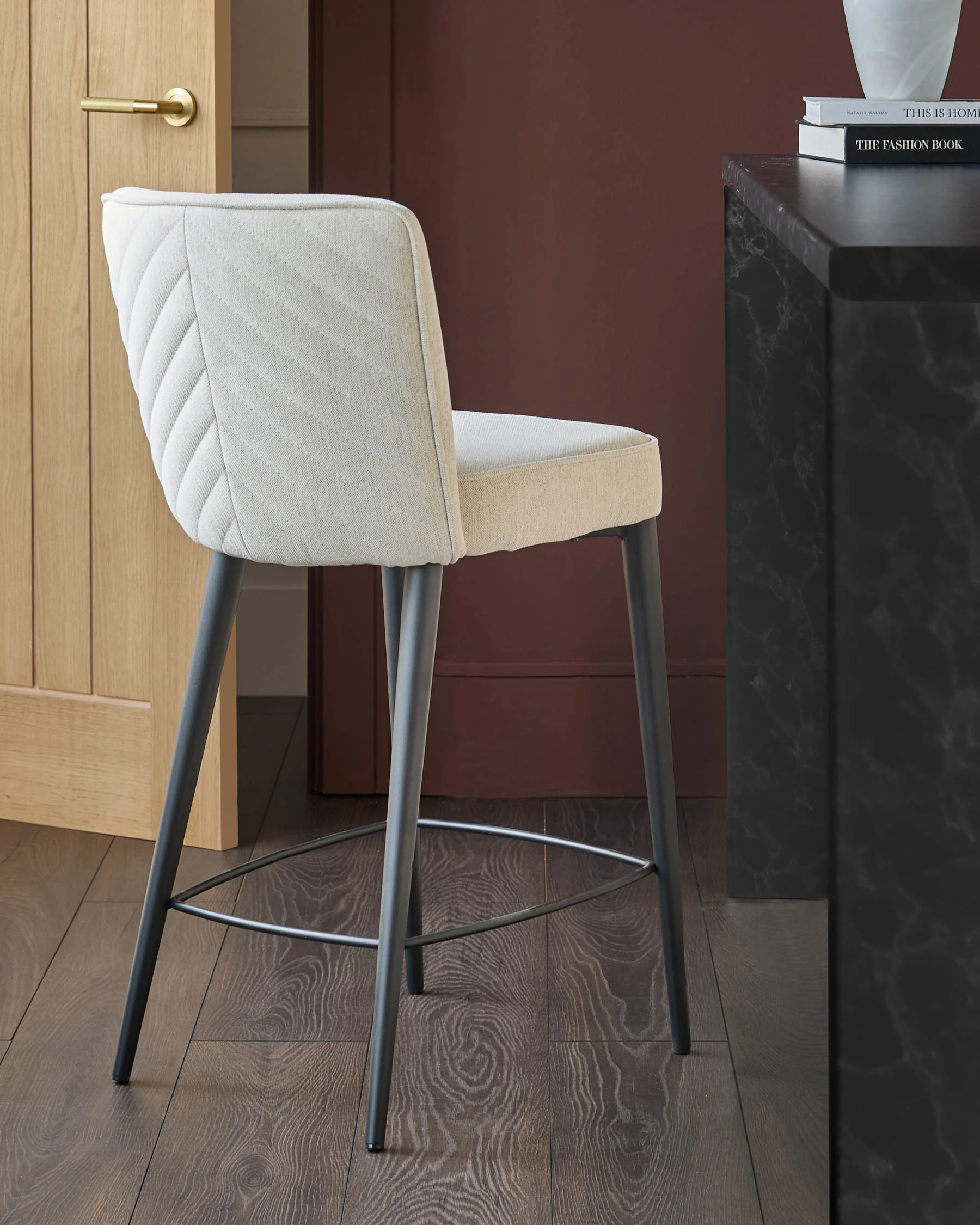 Serena ivory dual tone fabric bar stool - Image 4