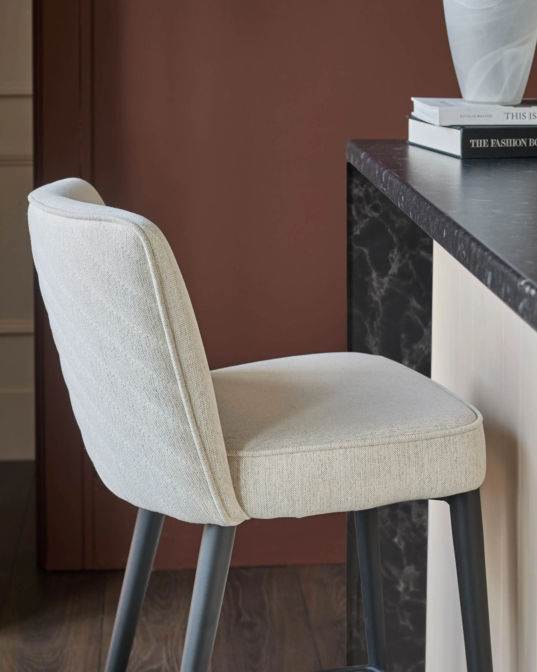 Serena ivory dual tone fabric bar stool - Image 7