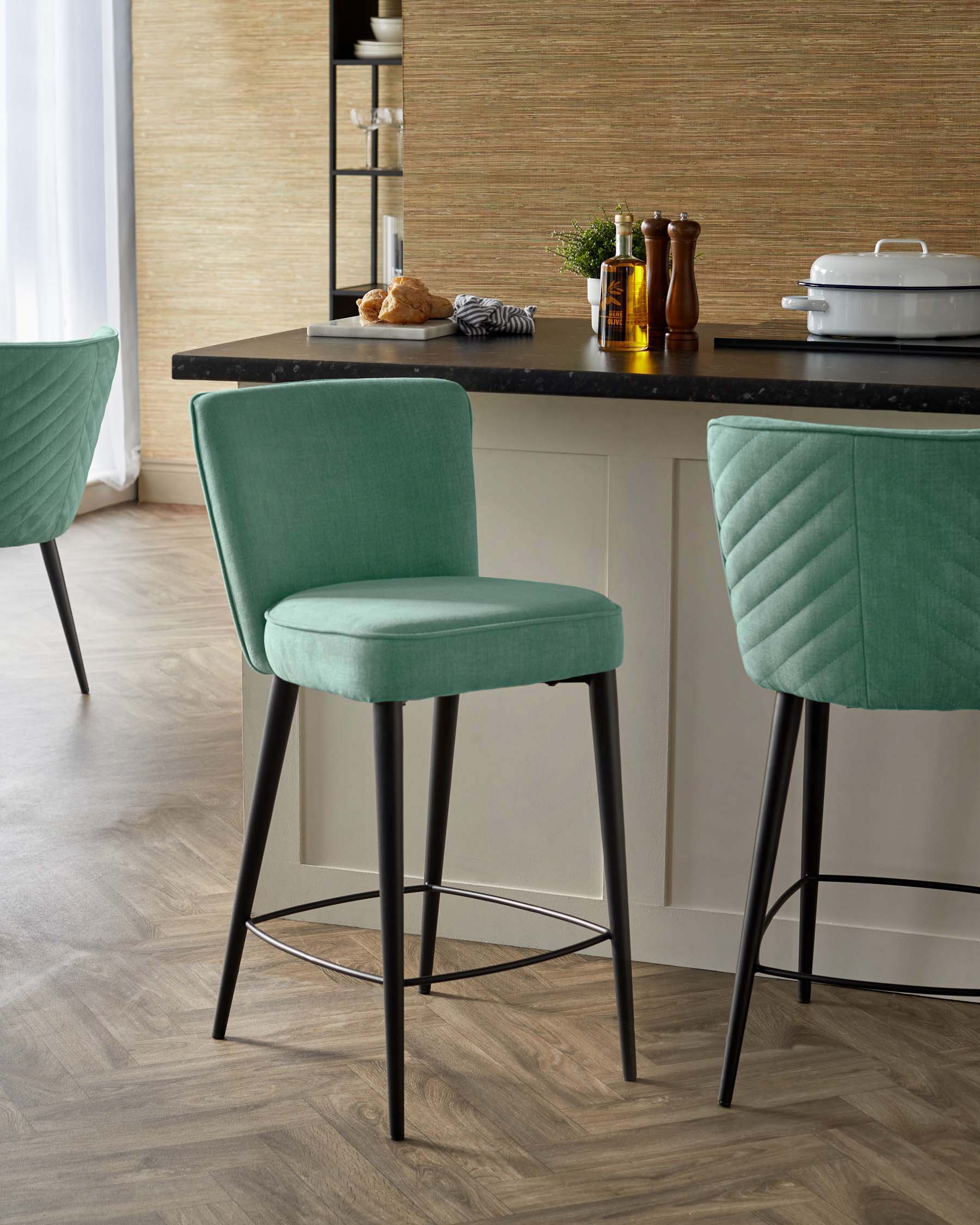 Serena sage green chenille bar stool - Image 3