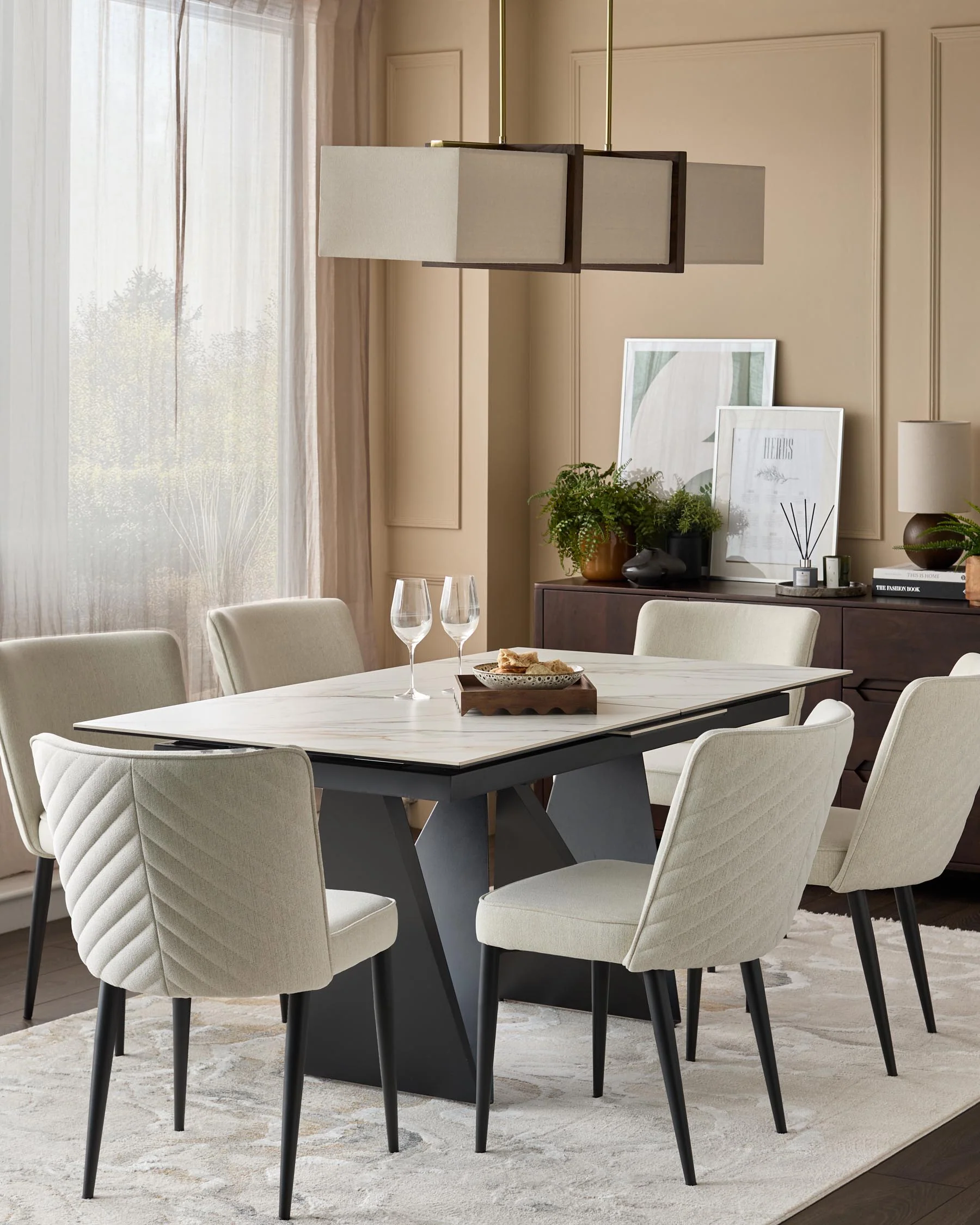 Serena ivory dual tone fabric dining chair - Image 2