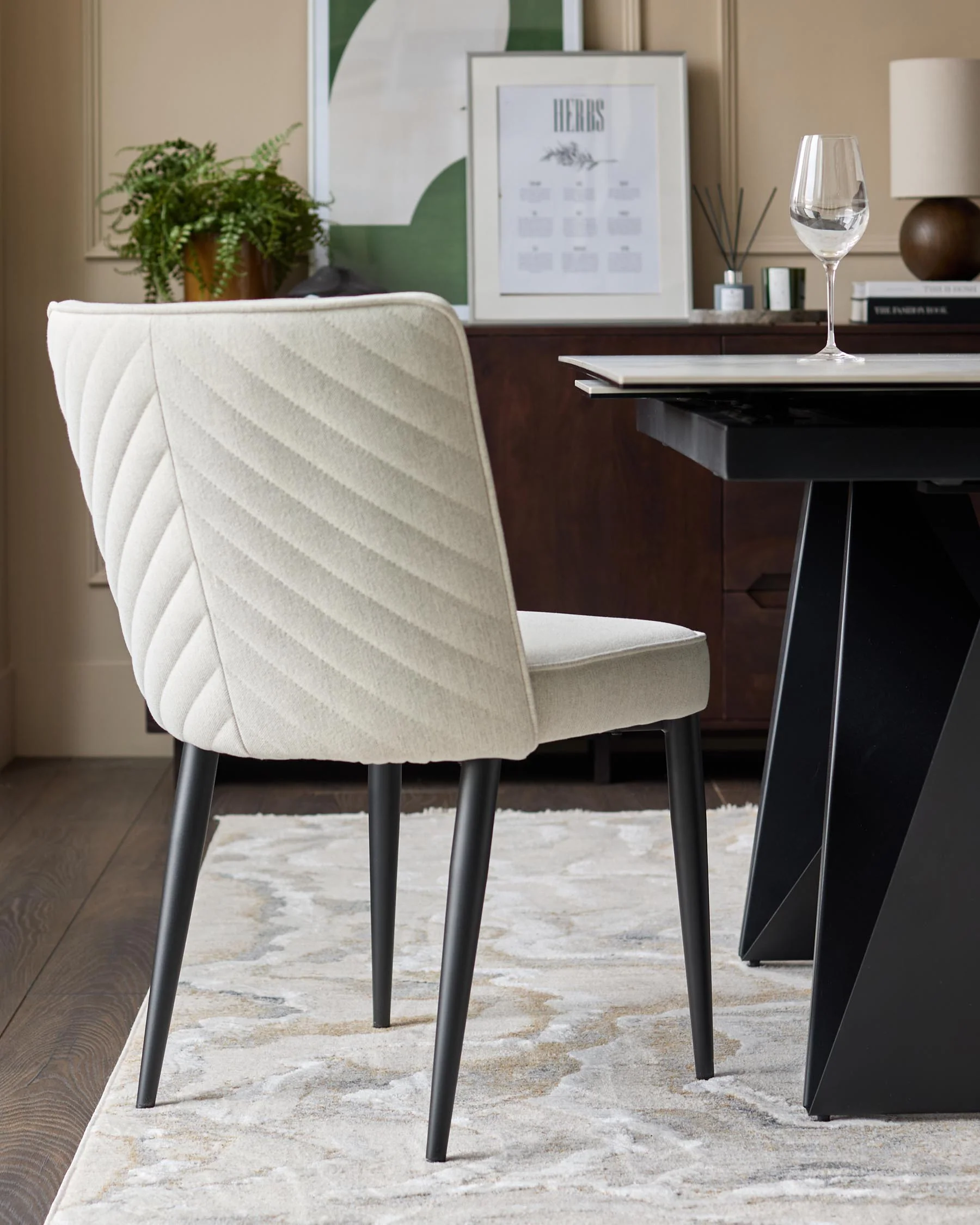 Serena ivory dual tone fabric dining chair - Image 3