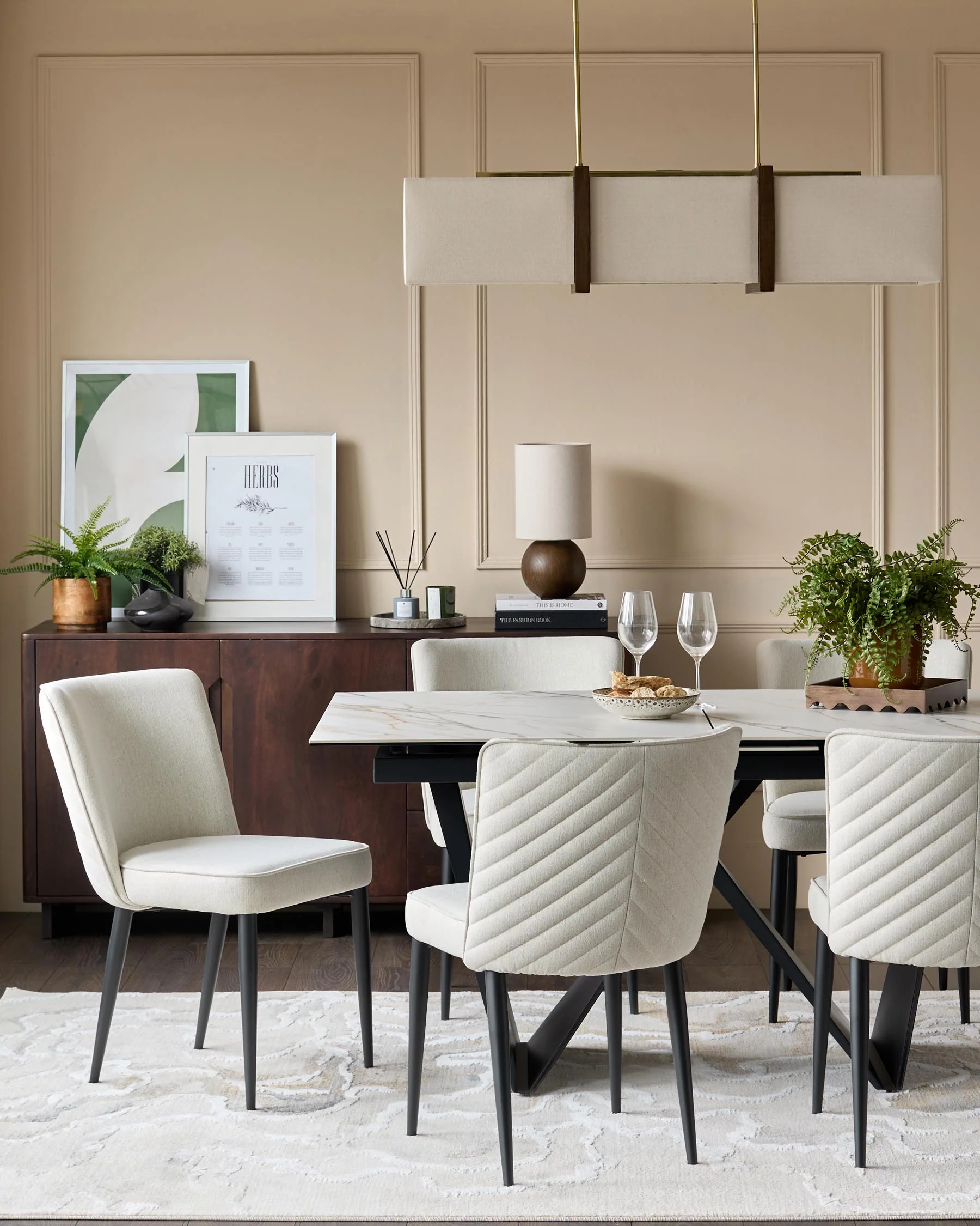 Serena ivory dual tone fabric dining chair - Image 4