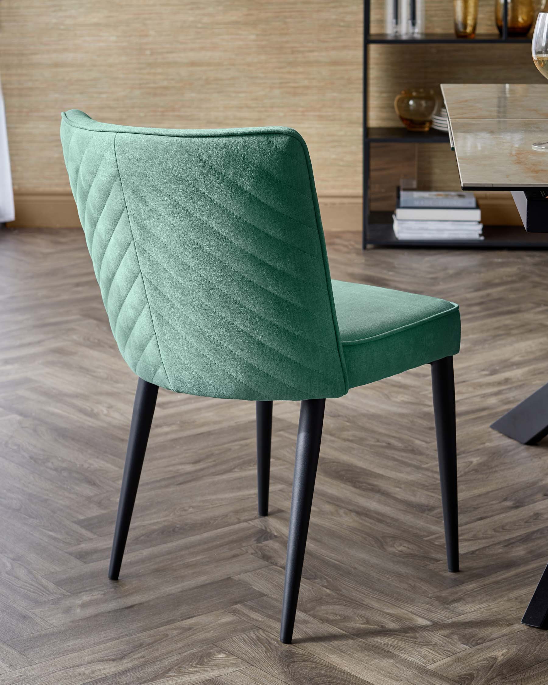 Serena sage green chenille dining chair - Image 4