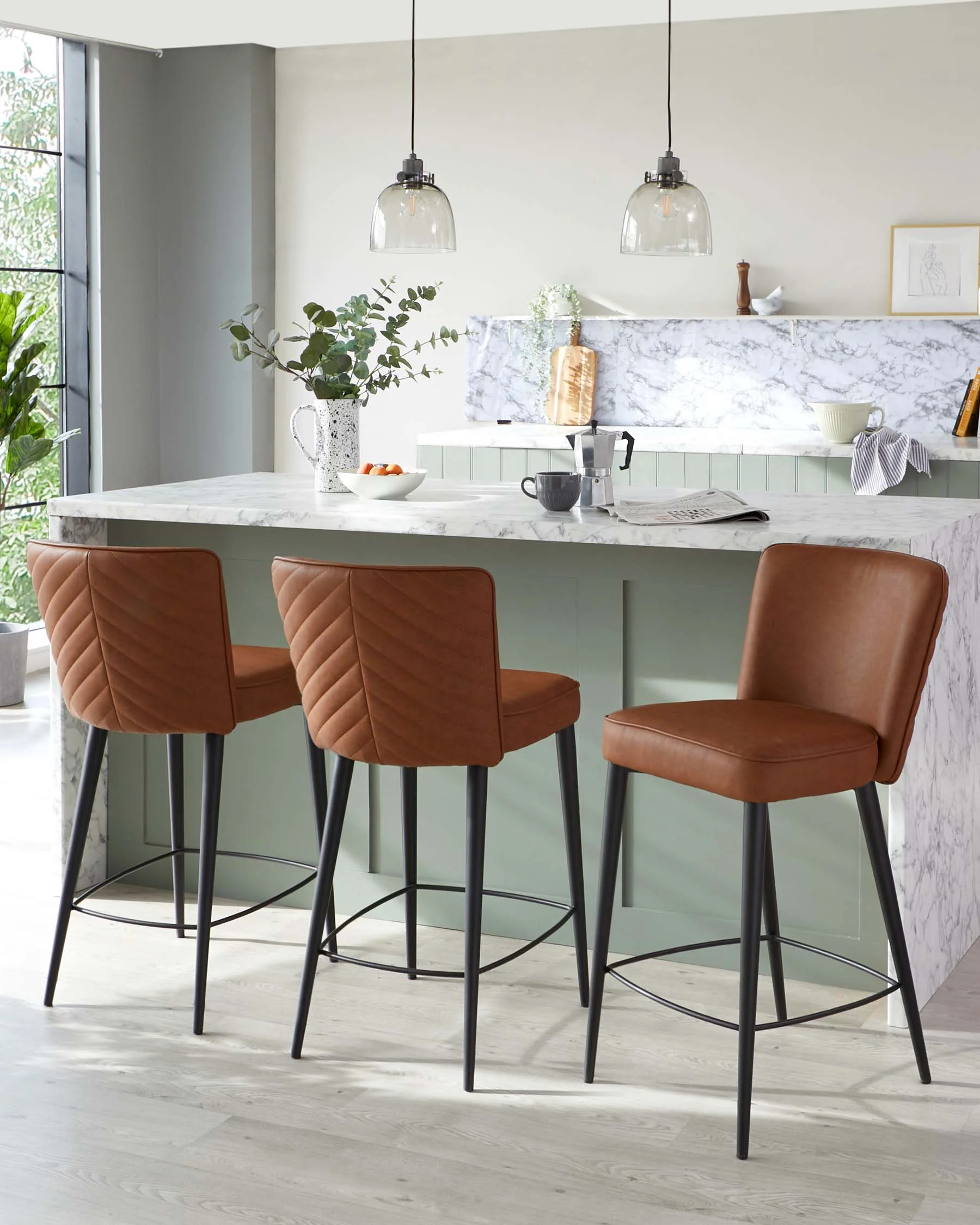 Serena tan faux leather bar stool - Image 3