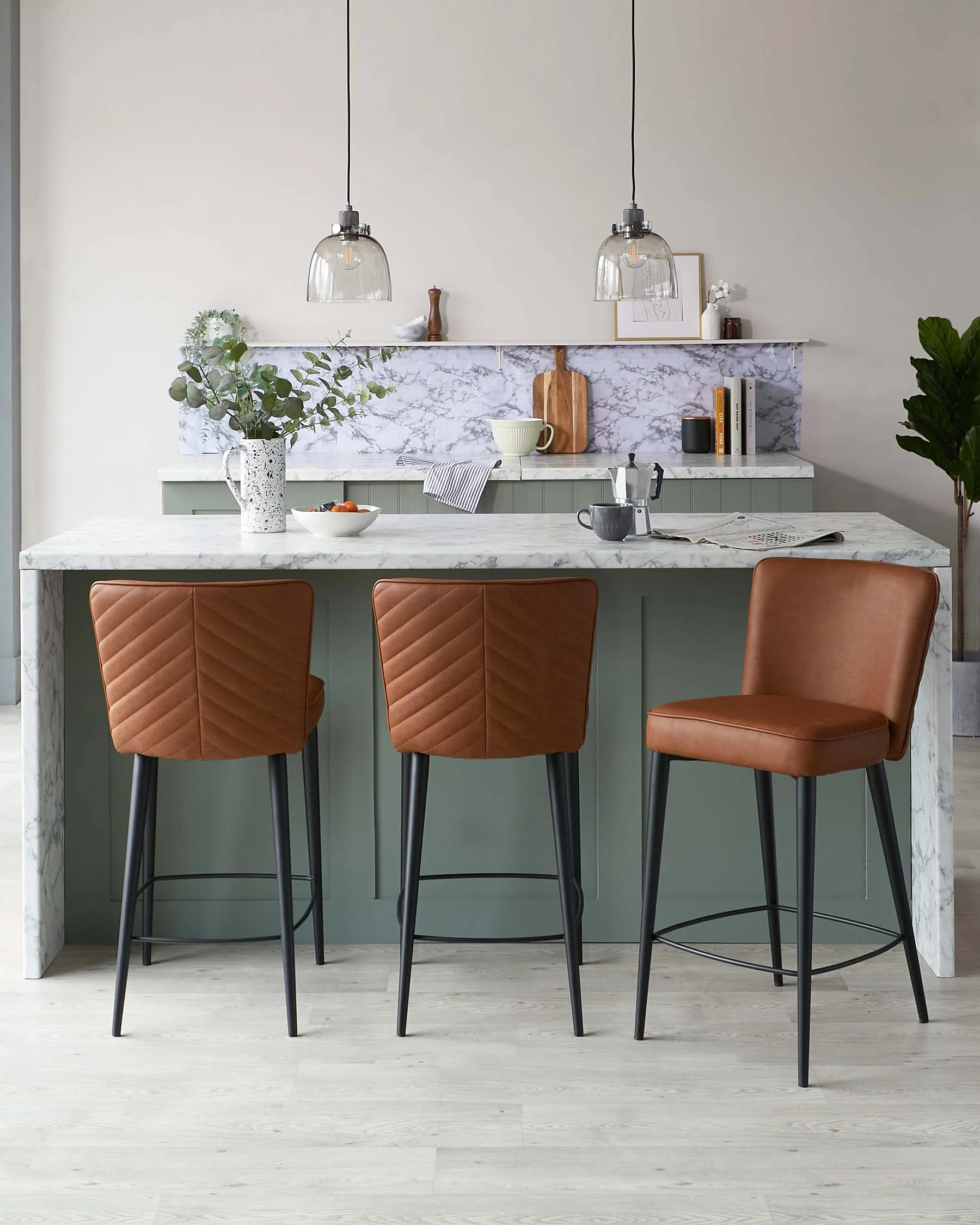 Serena tan faux leather bar stool - Image 4