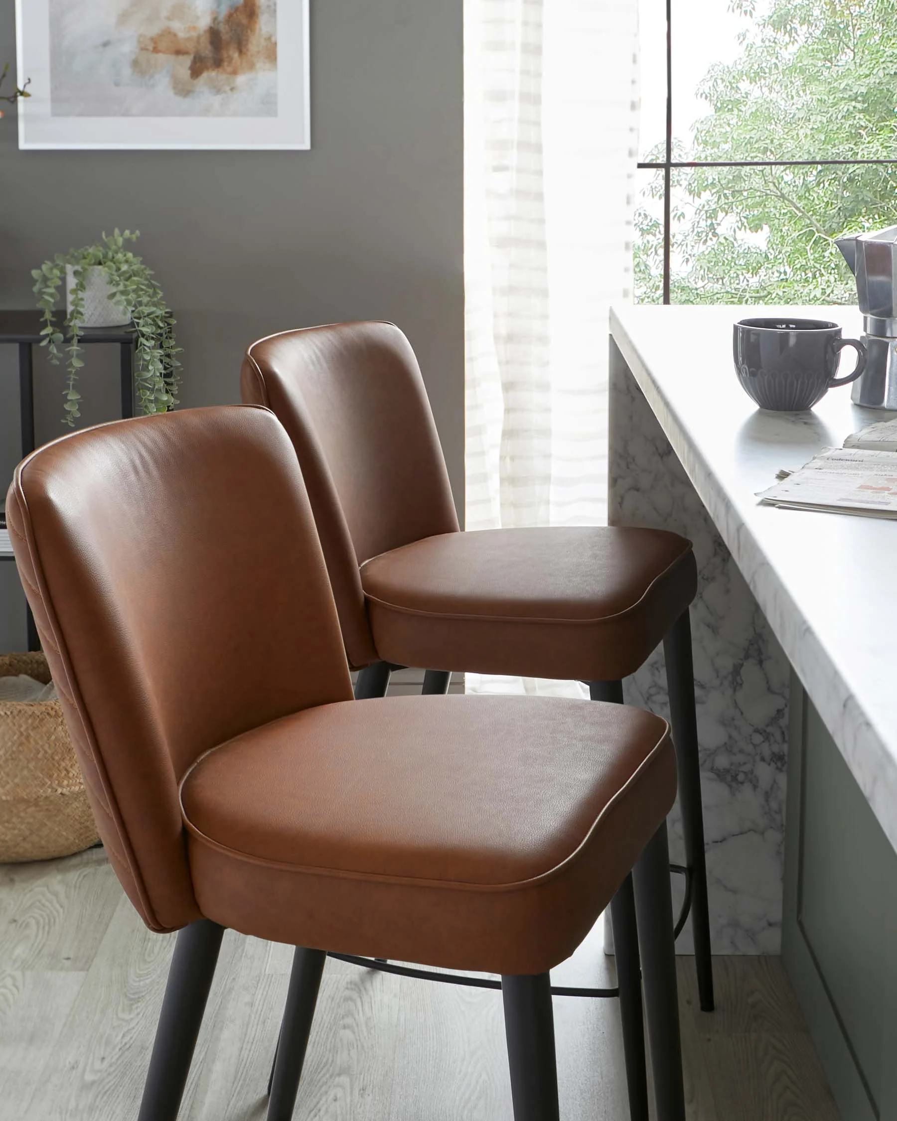 Serena tan faux leather bar stool - Image 5