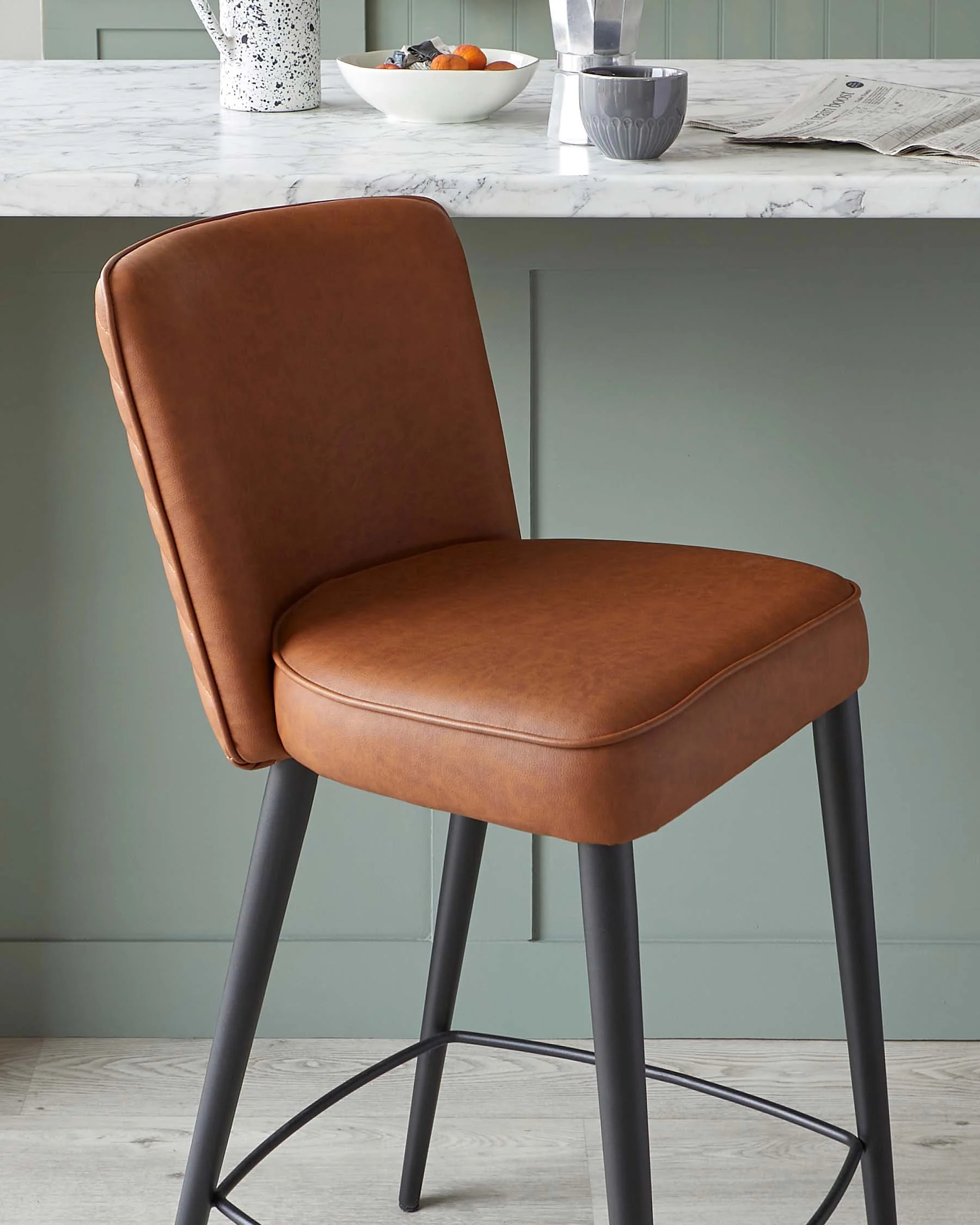 Serena tan faux leather bar stool - Image 6