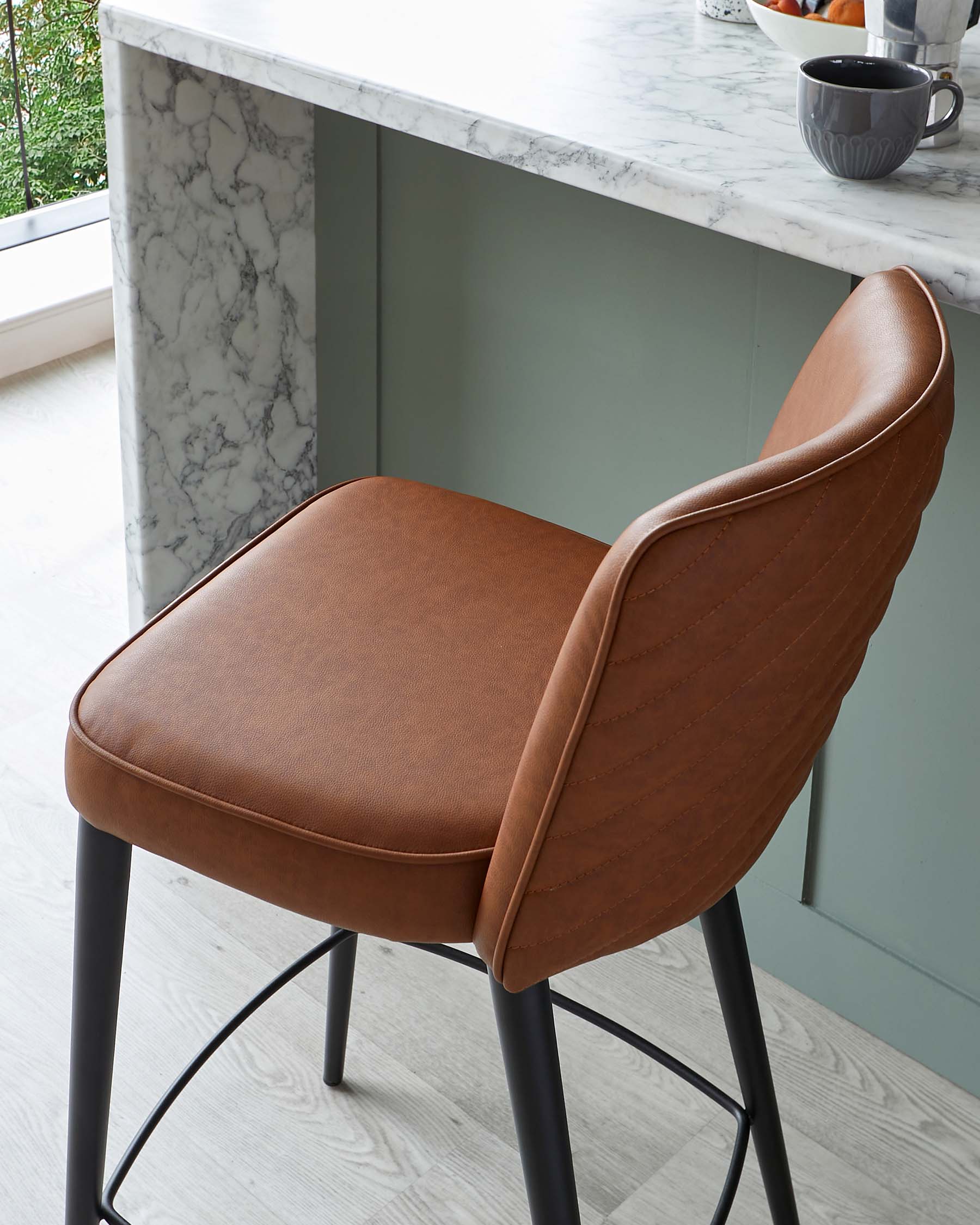 Serena tan faux leather bar stool - Image 7