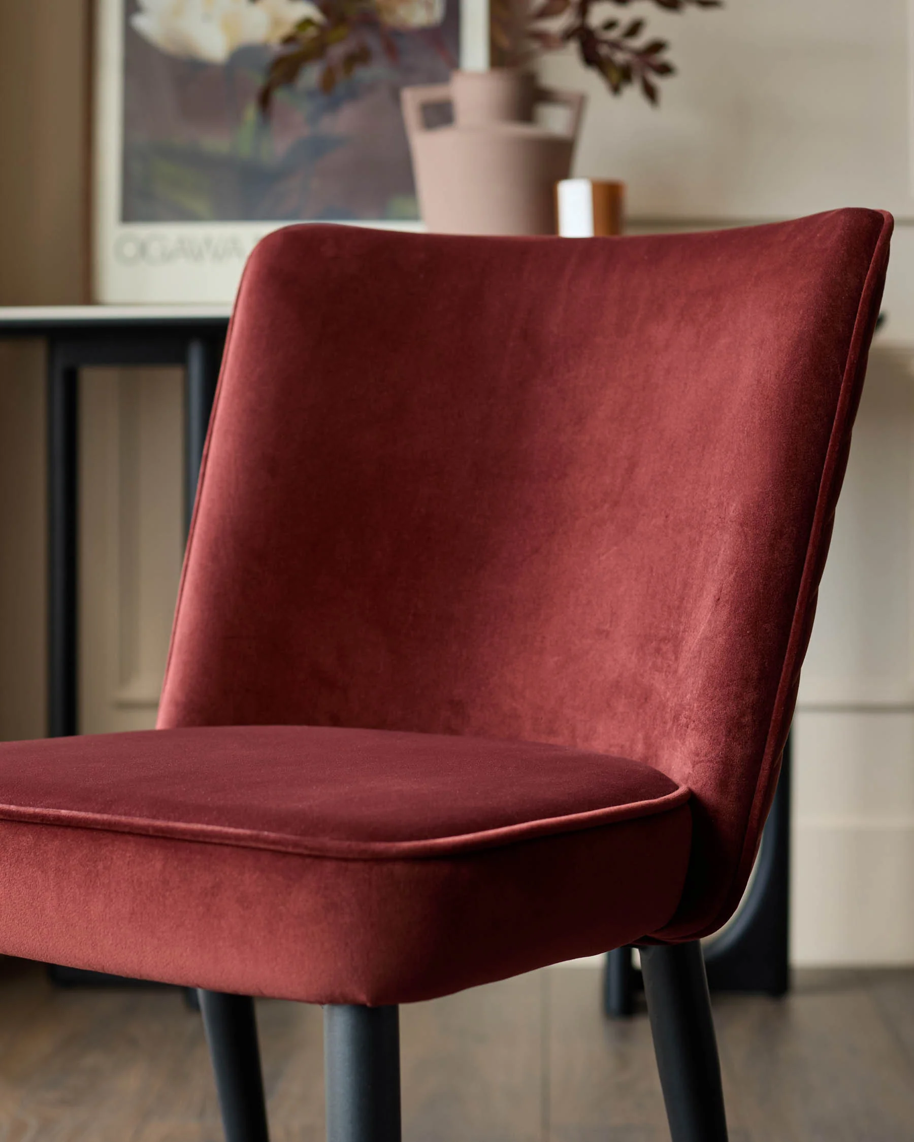 Serena toffee red velvet dining chair - Set of two - Image 6