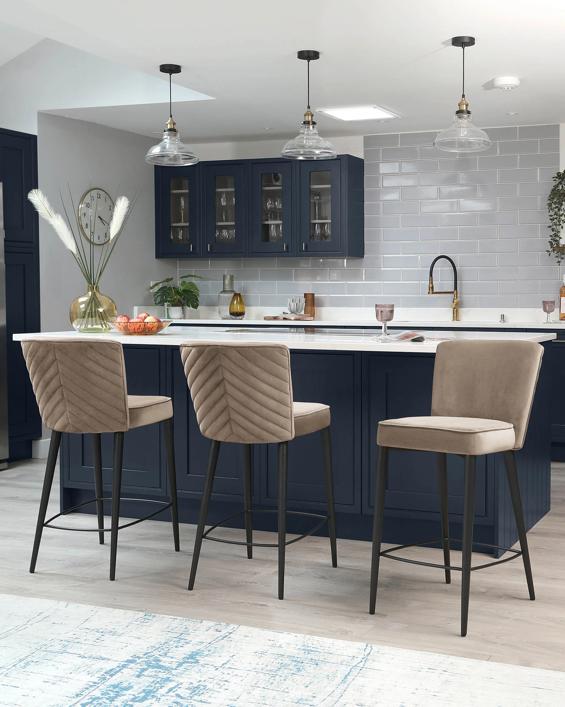 Serena Champagne Velvet Bar Stool - Image 4