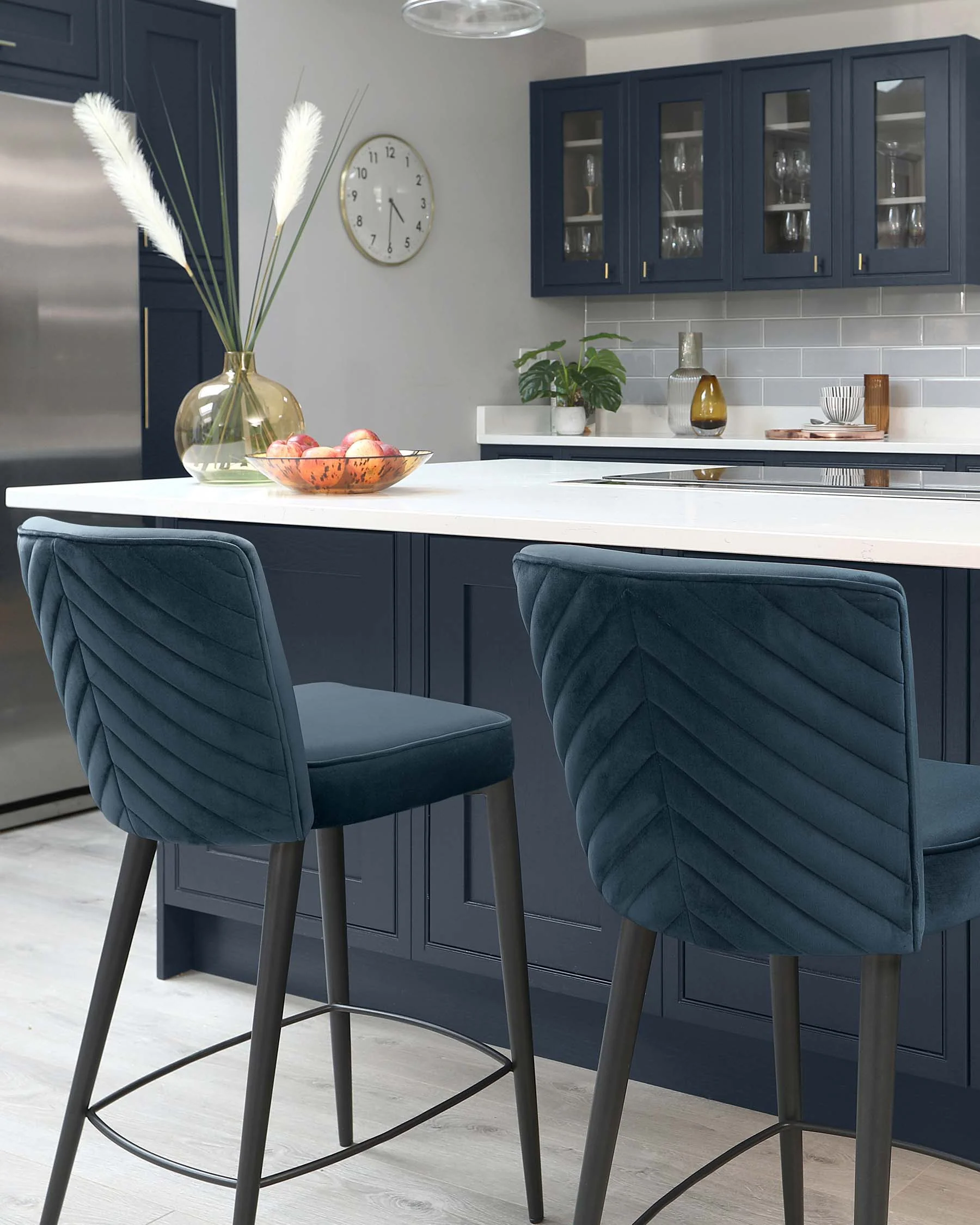 Serena Dark Blue Velvet Bar stool - Image 3
