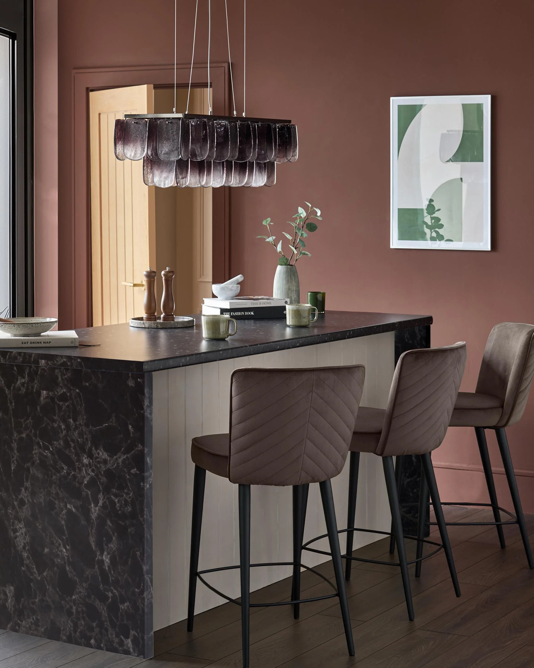 Serena mocha velvet bar stool - Image 3