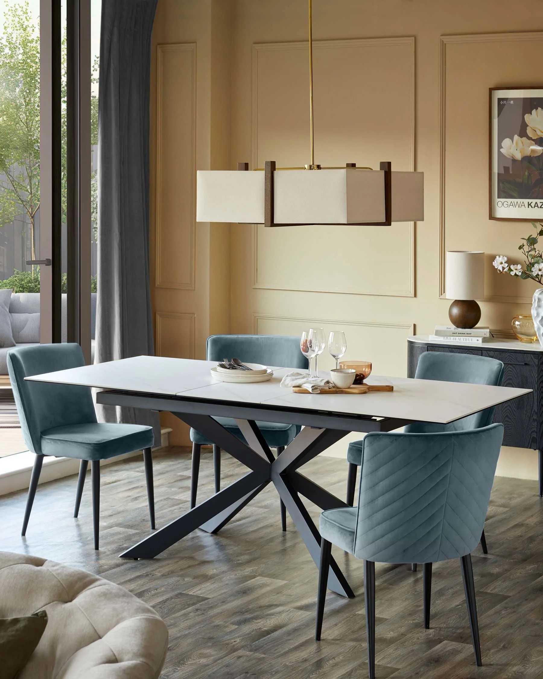 Serena Blue Grey Velvet Dining Chair - Image 3