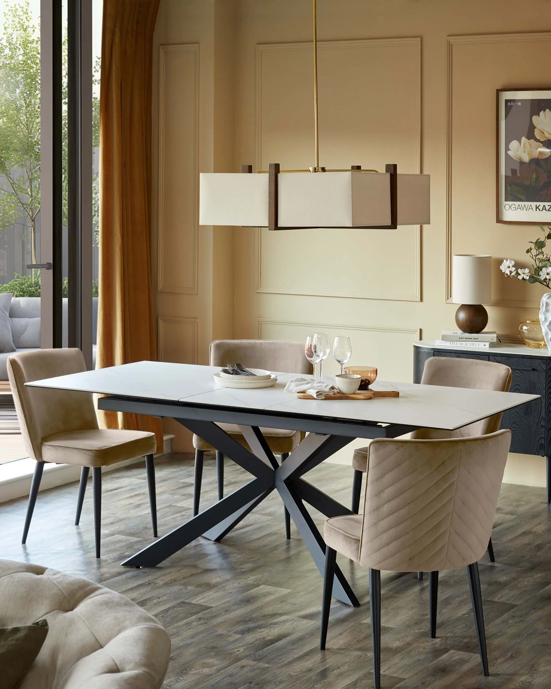 Serena champagne velvet dining chair - Image 3