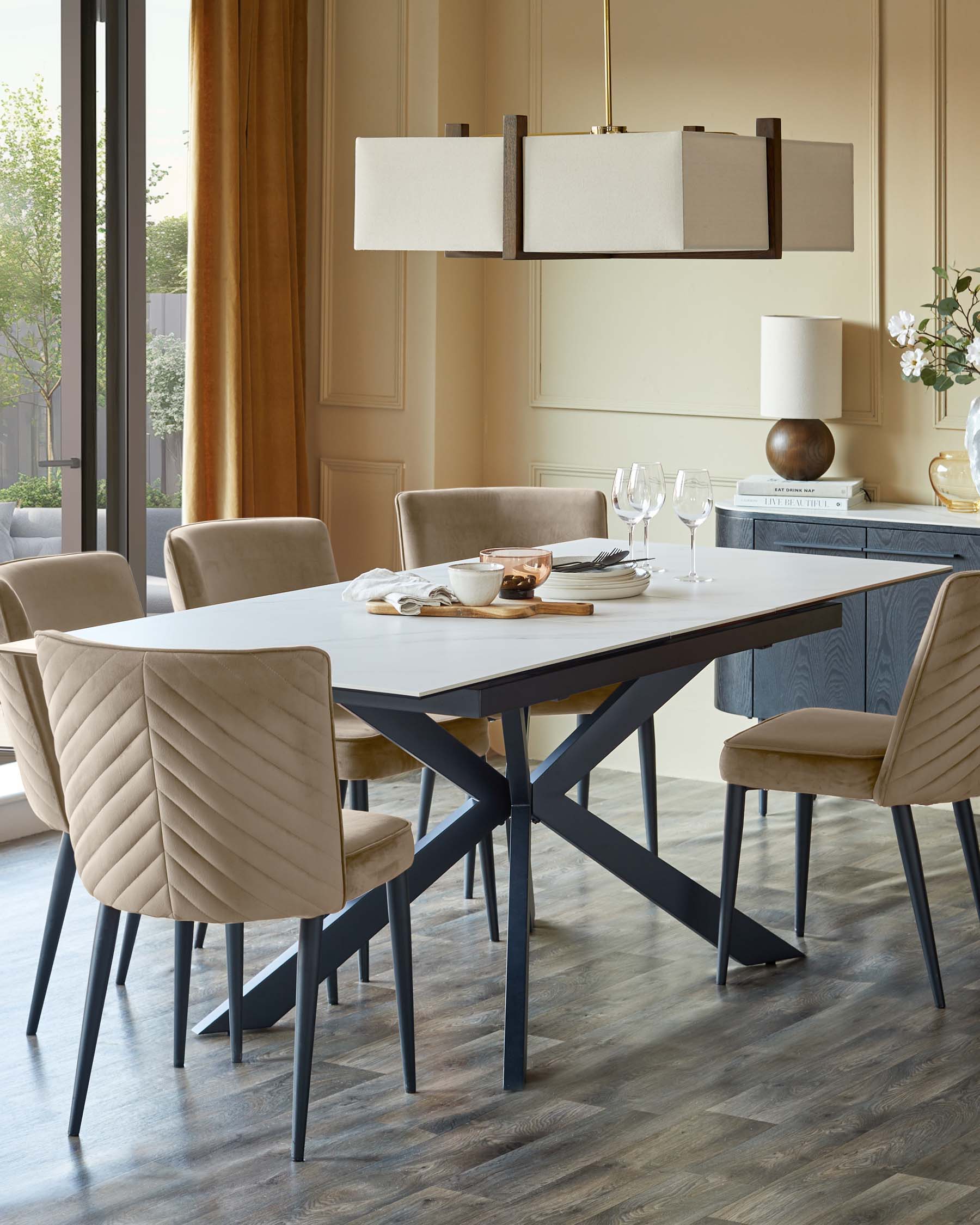 Serena champagne velvet dining chair - Image 5