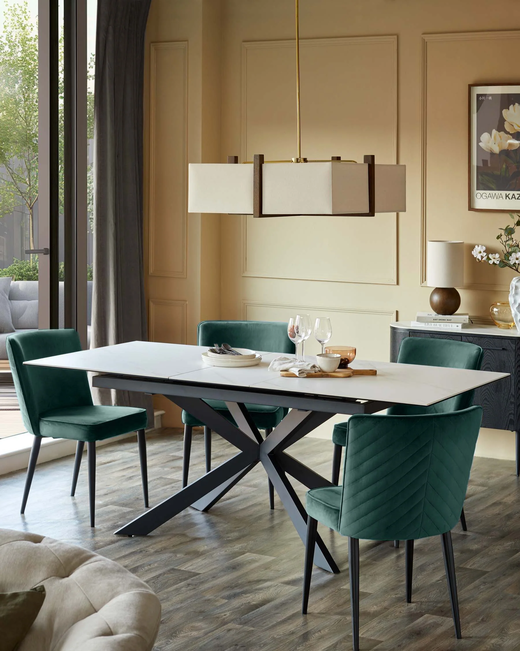 Serena dark green velvet dining chair - Image 3