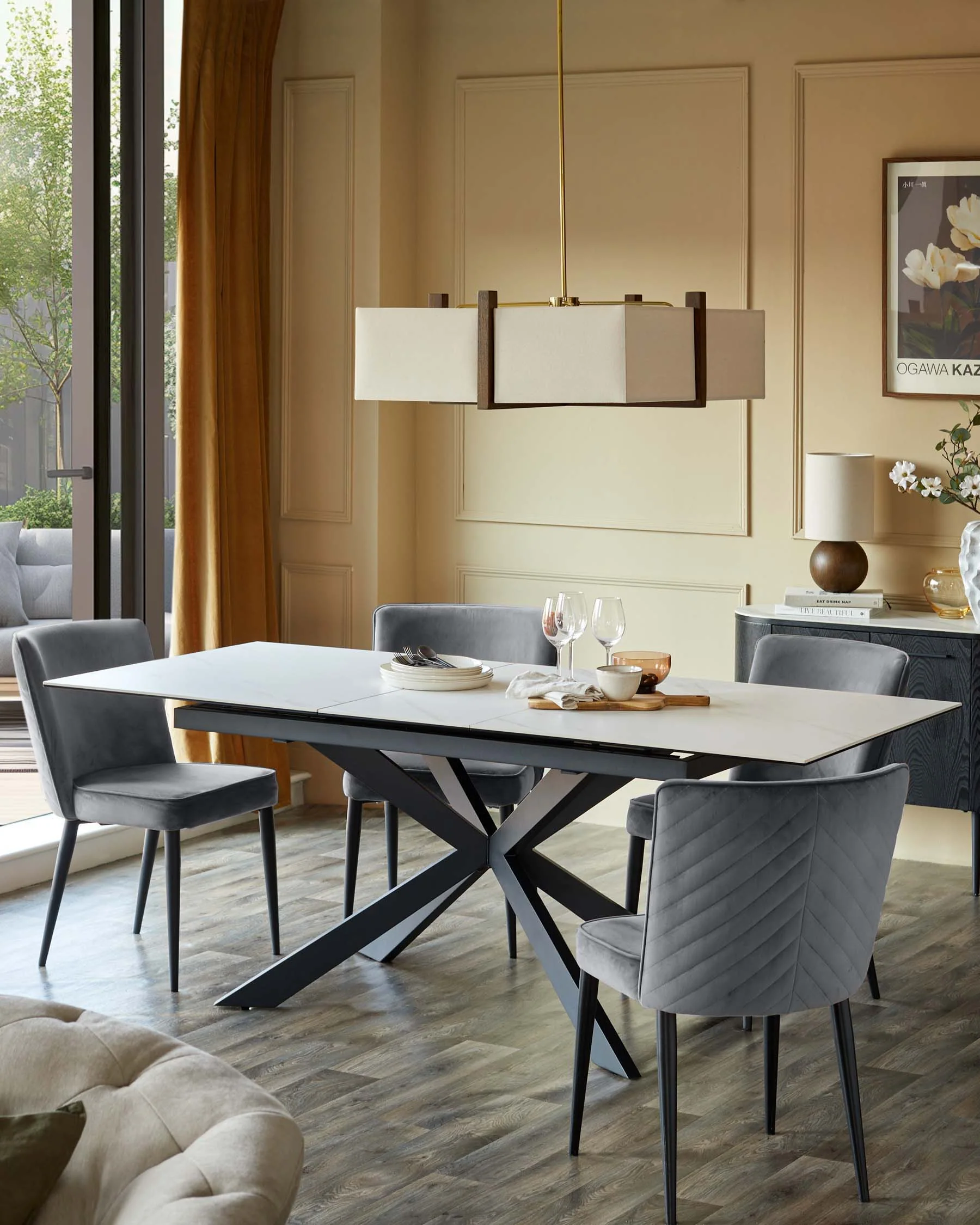 Serena dark grey velvet dining chair - Image 3
