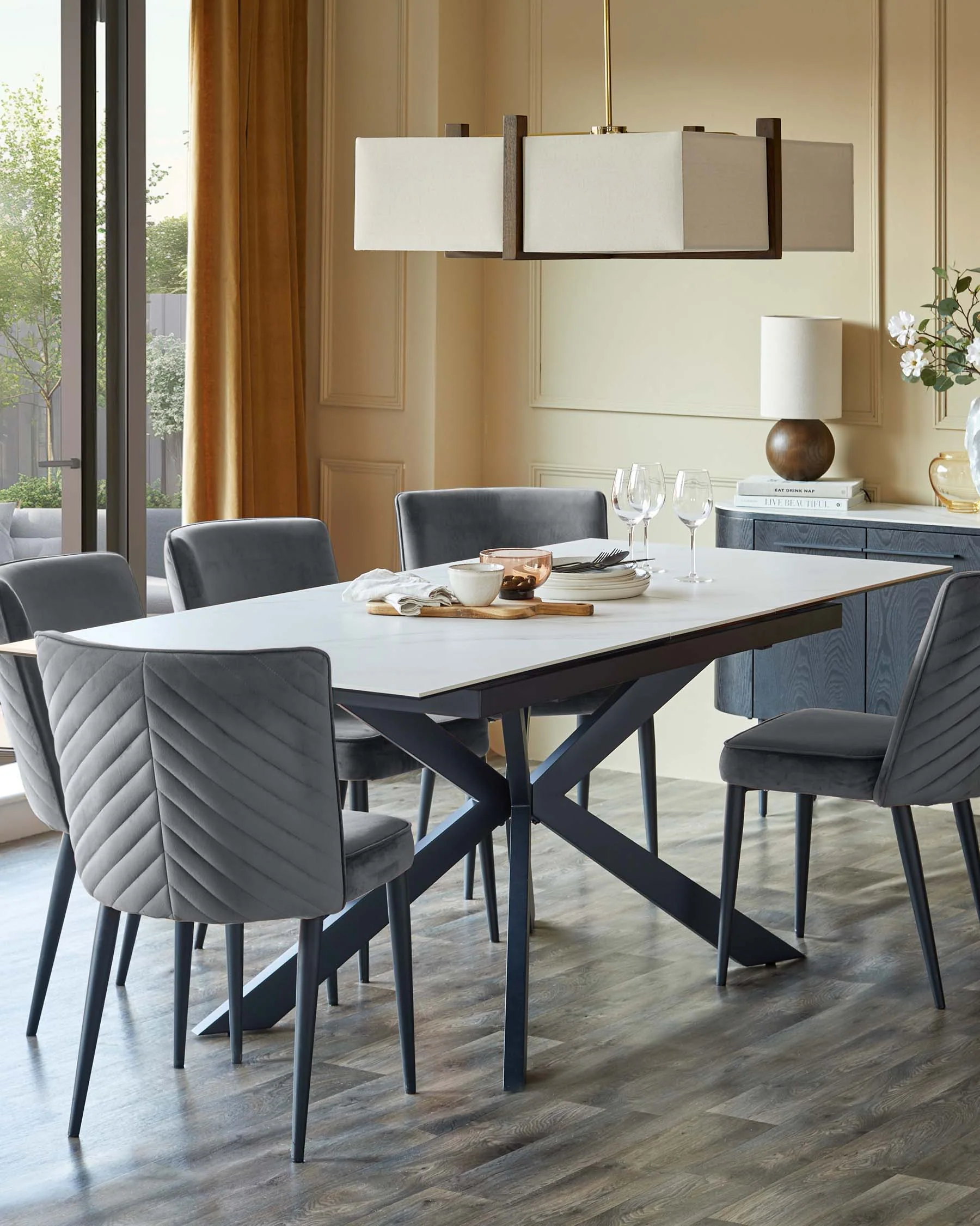 Serena dark grey velvet dining chair - Image 5