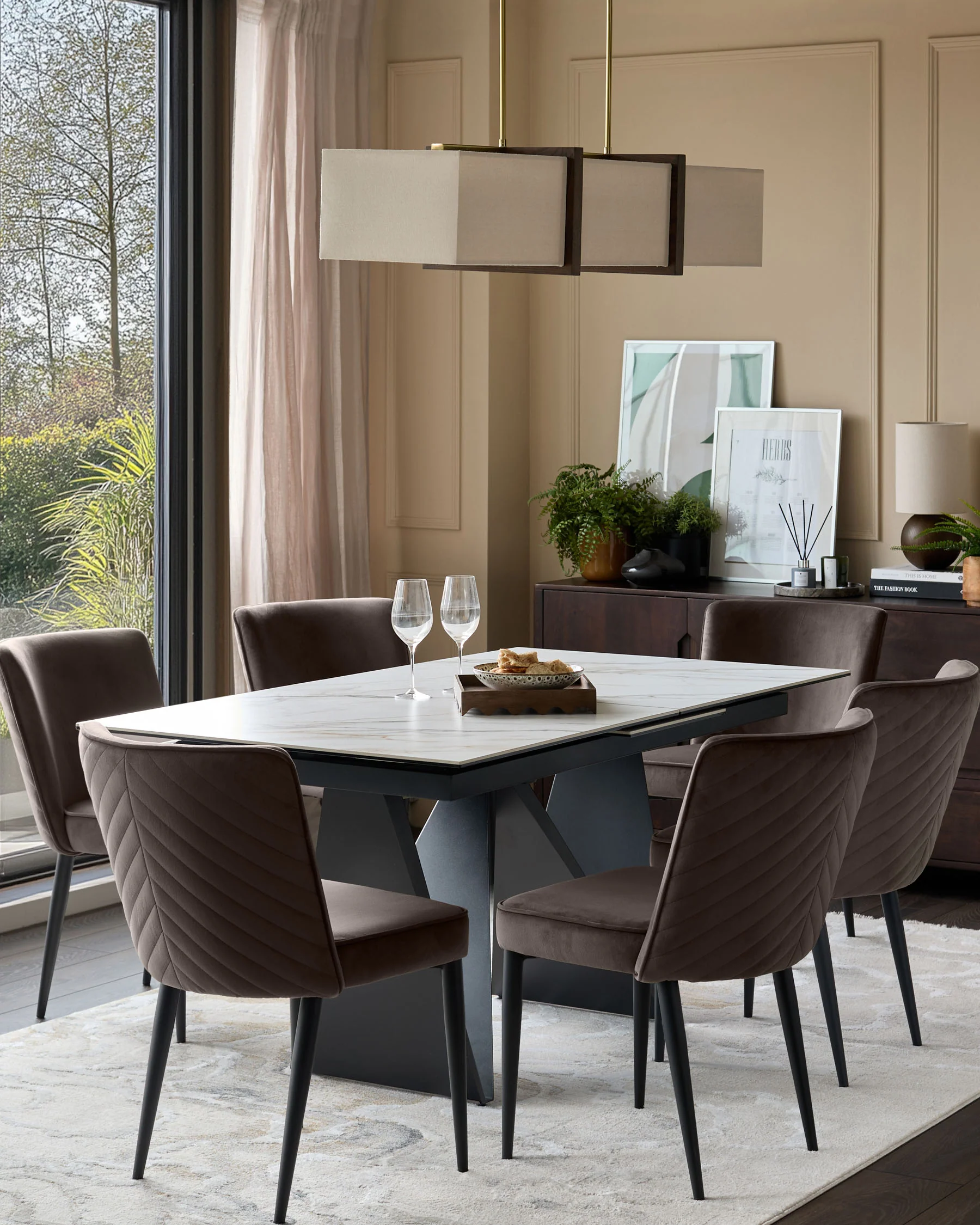 Serena mocha velvet dining chair - Image 2