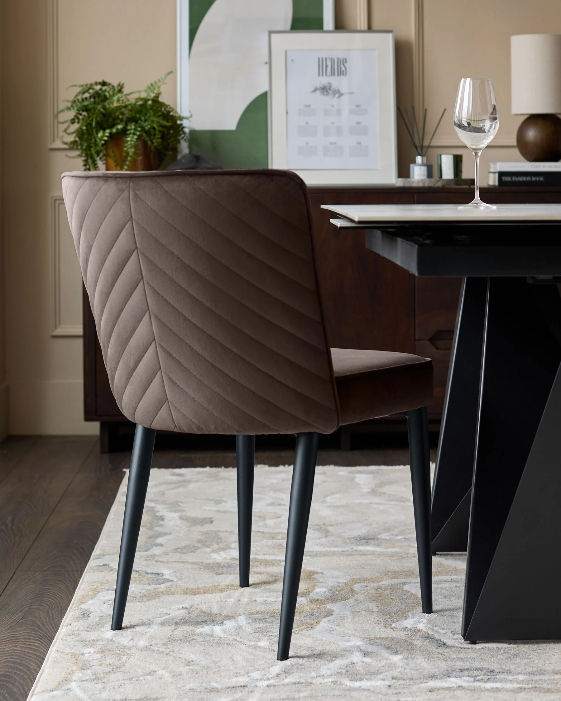 Serena mocha velvet dining chair - Image 3