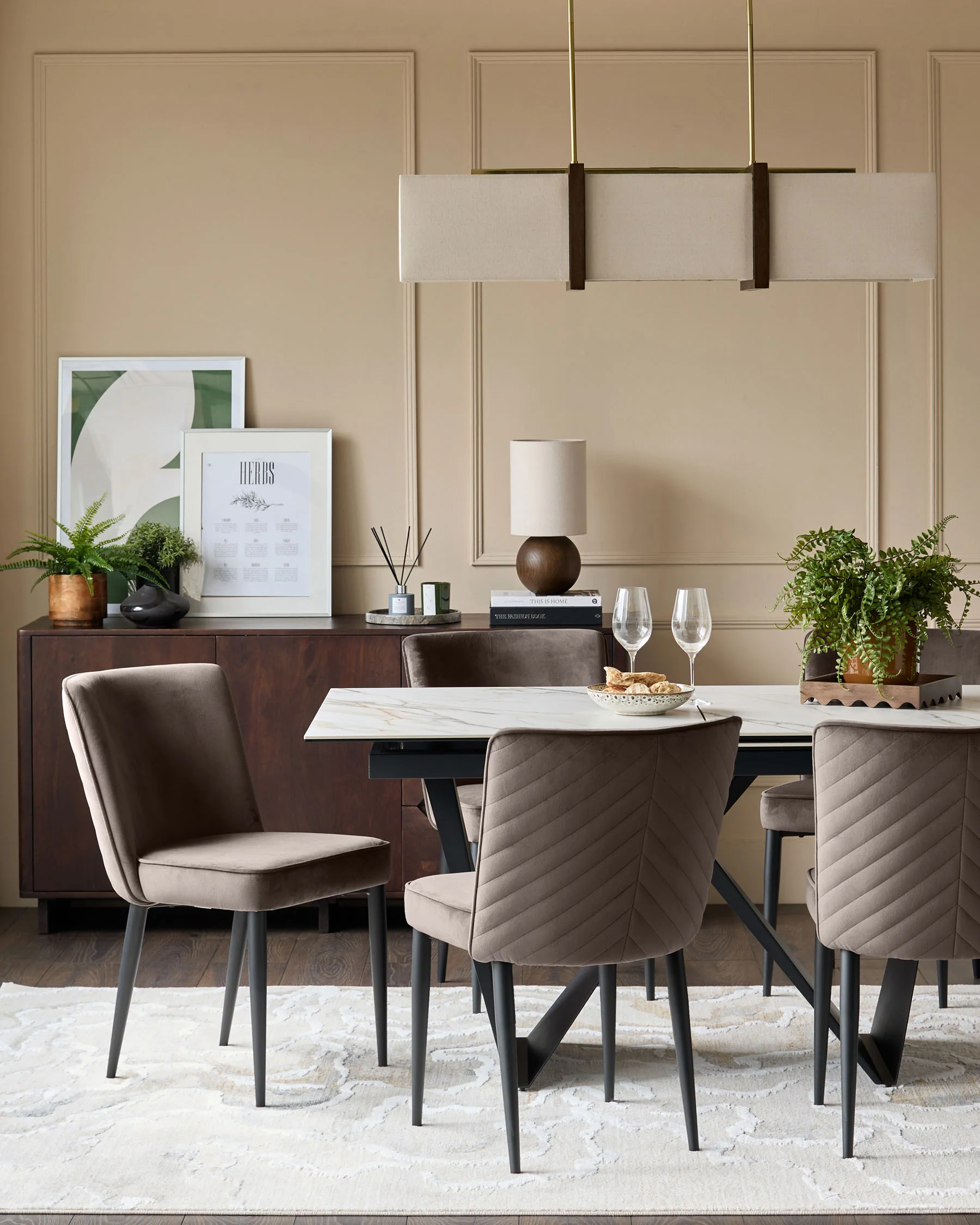 Serena mocha velvet dining chair - Image 4