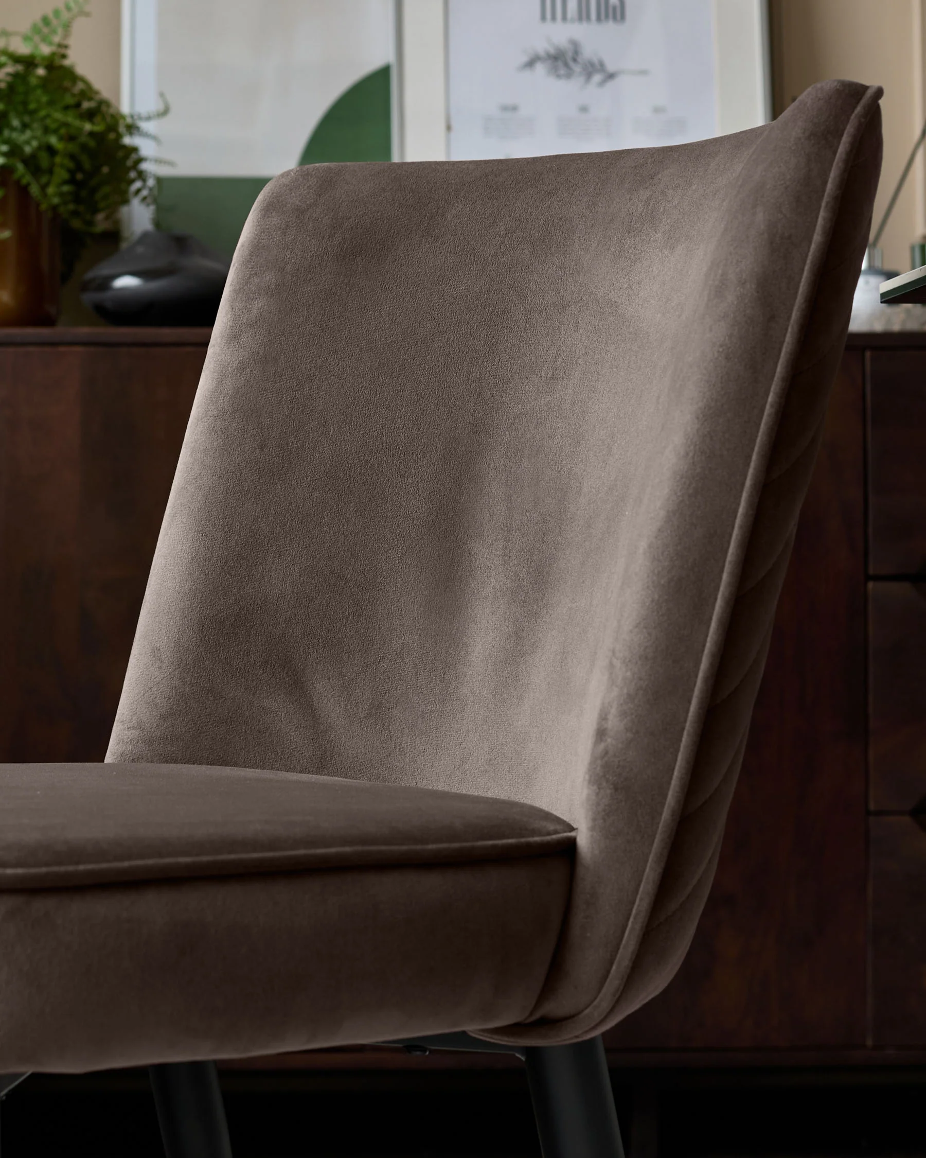 Serena mocha velvet dining chair - Image 6