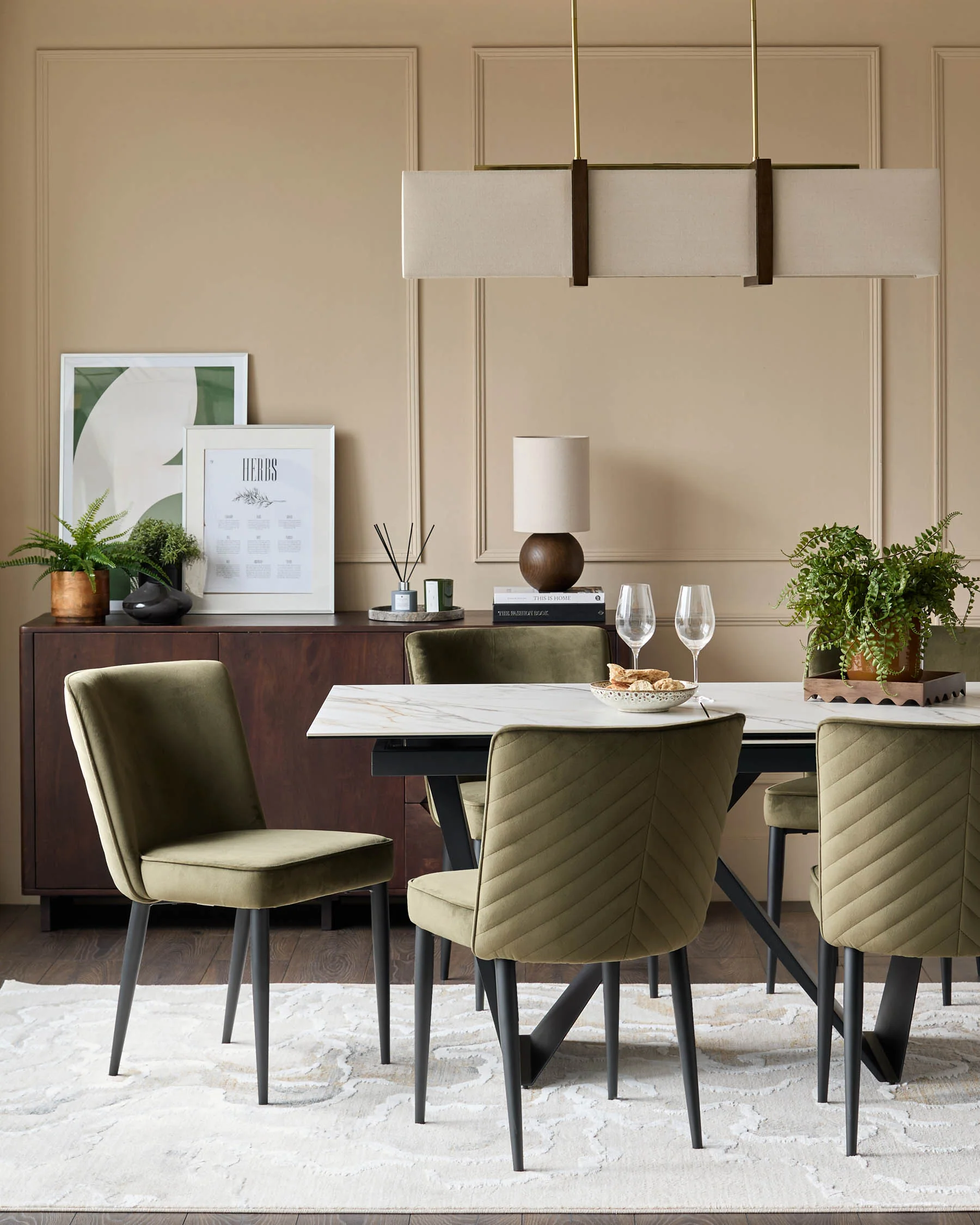 Serena olive green velvet dining chair - Image 4