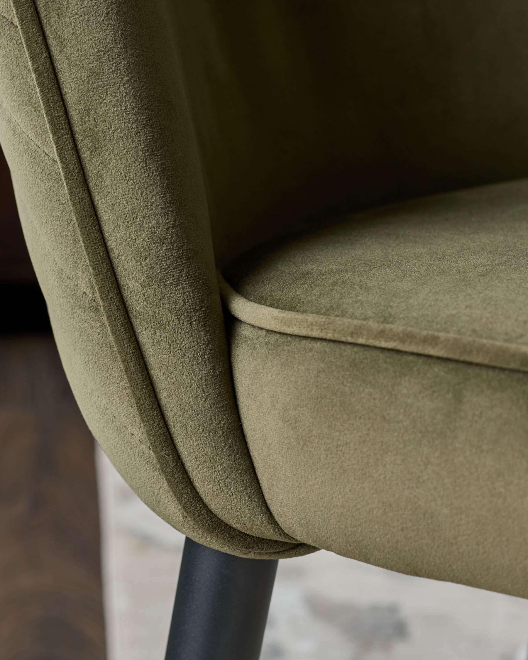 Serena olive green velvet dining chair - Image 5