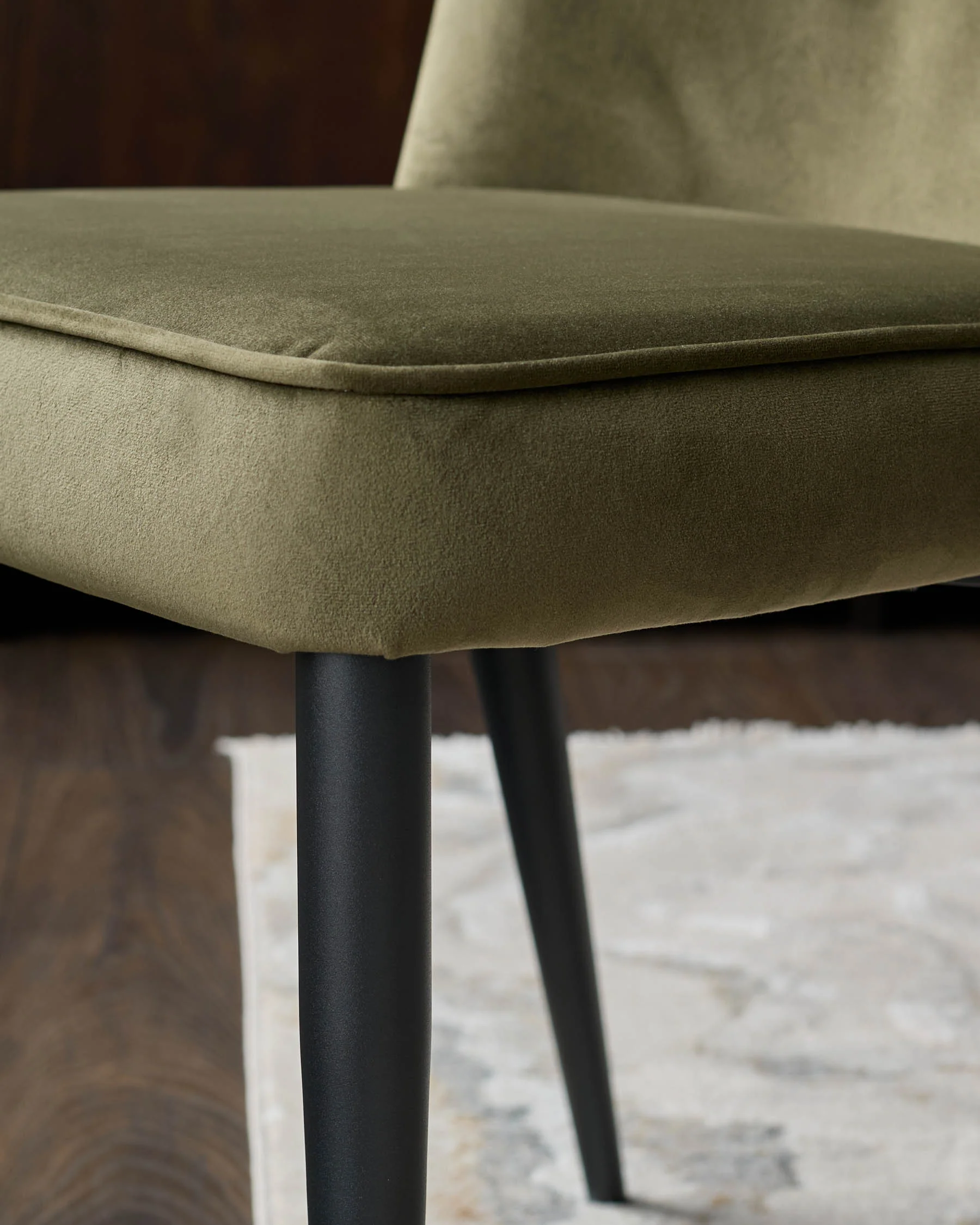 Serena olive green velvet dining chair - Image 6