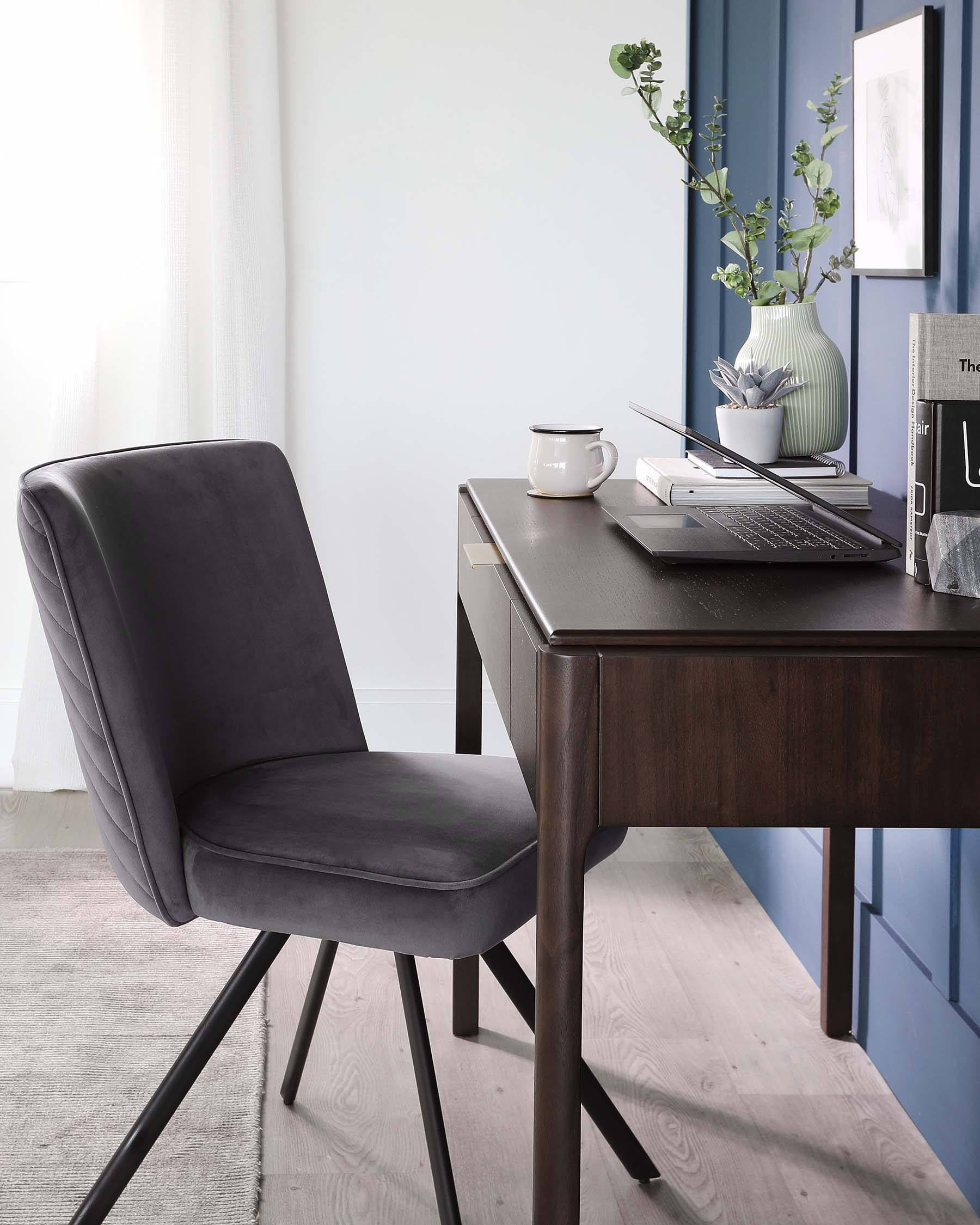 Serena Dark Grey Velvet Swivel Chair - Image 11
