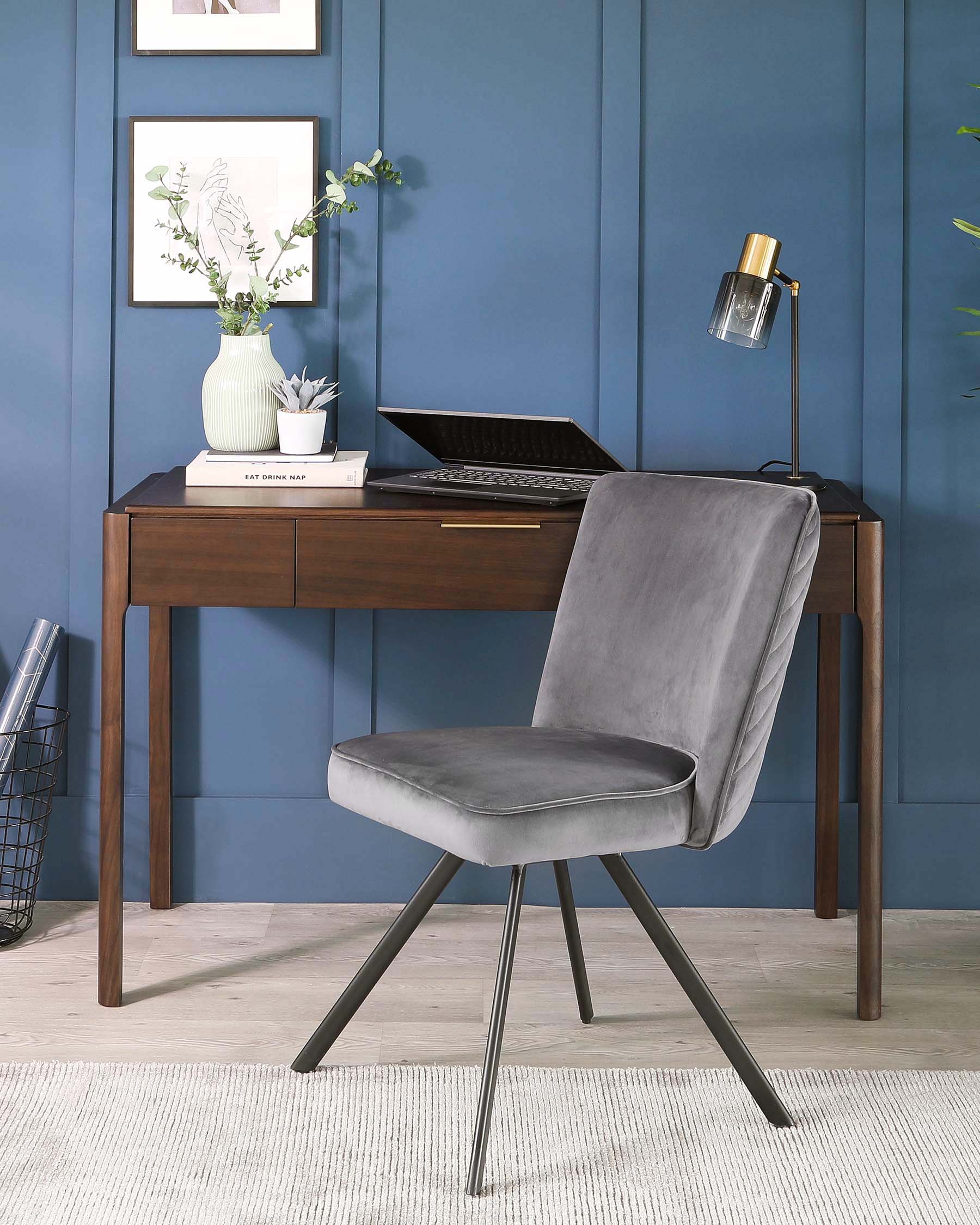 Serena Dark Grey Velvet Swivel Chair - Image 5
