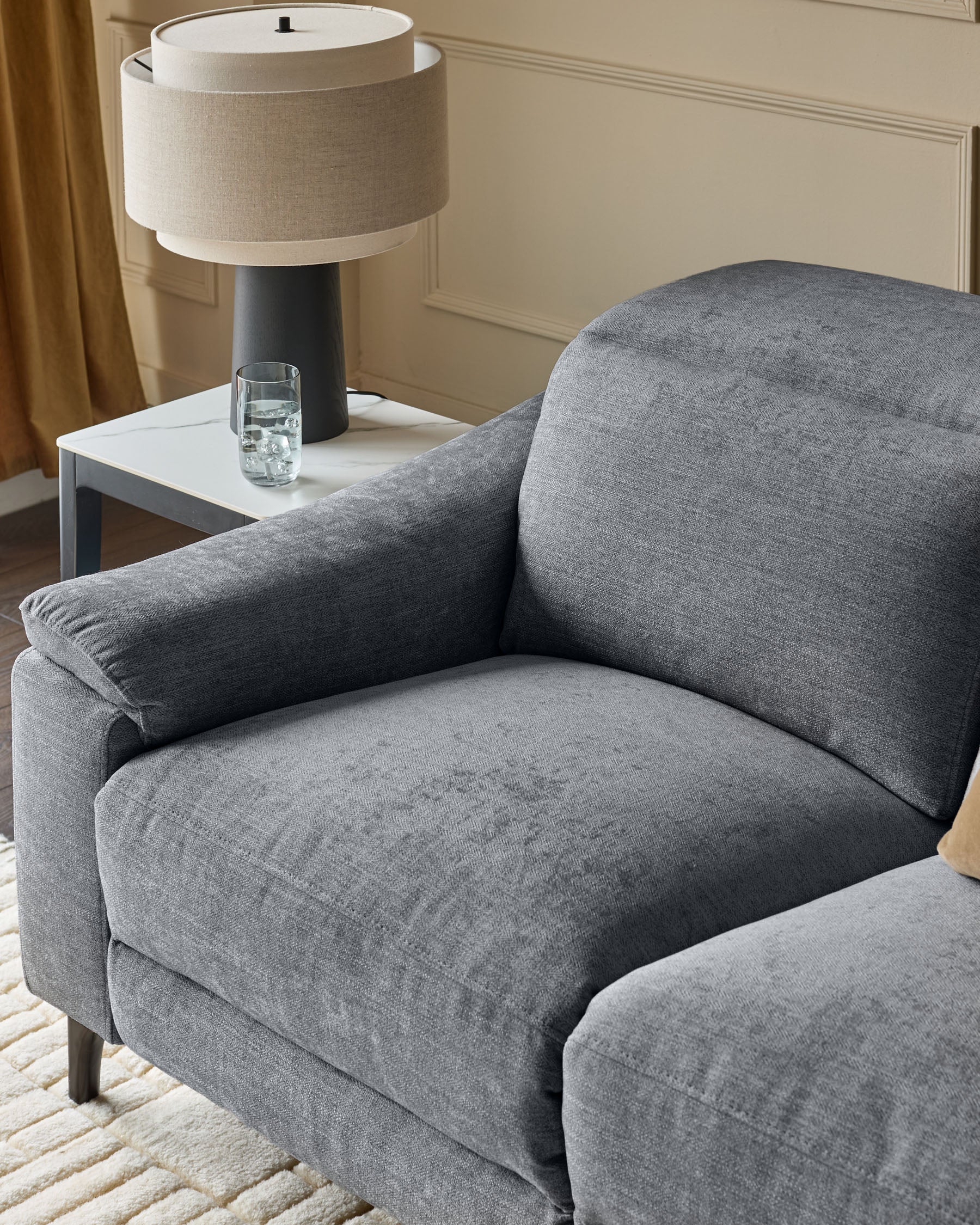 Serene blue grey chenille 2 seater recliner sofa - Image 5