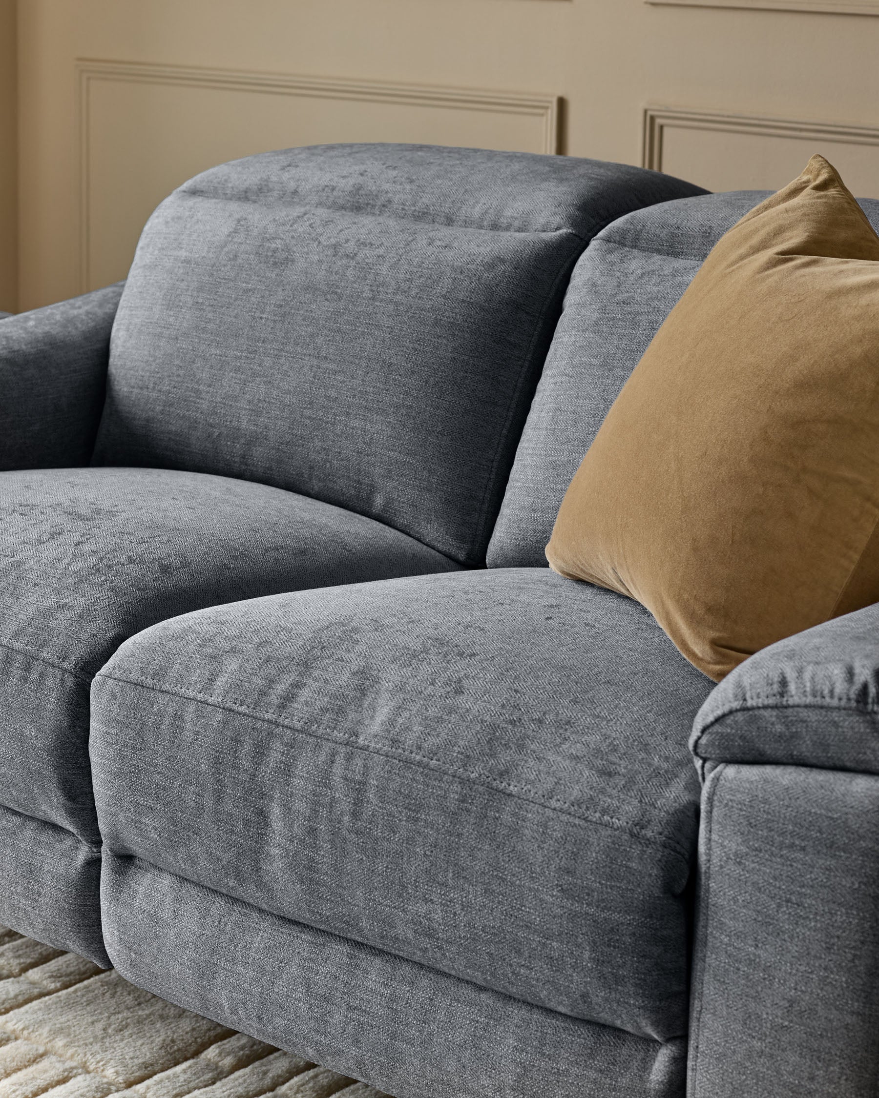Serene blue grey chenille 2 seater recliner sofa - Image 6