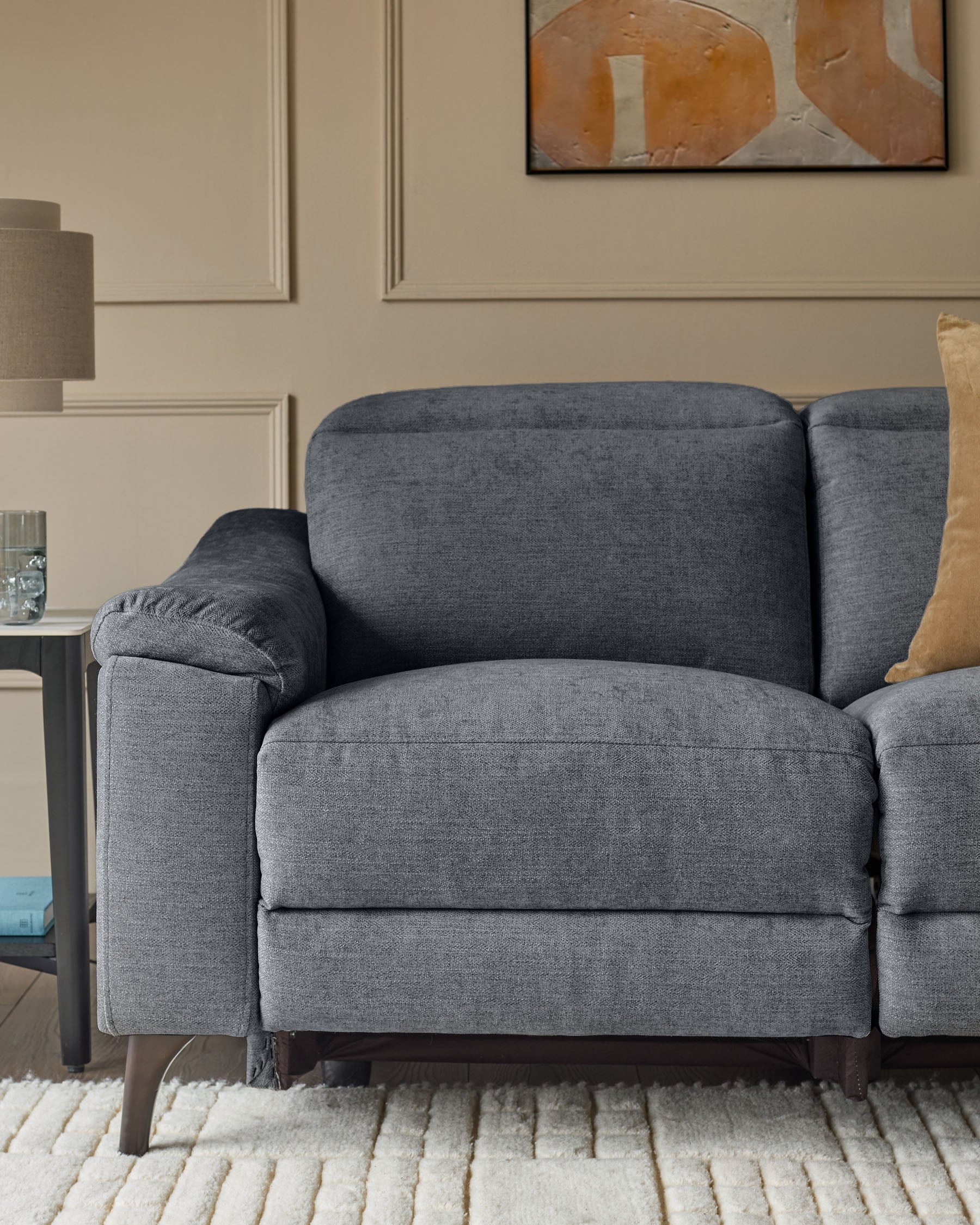 Serene blue grey chenille 2 seater recliner sofa - Image 7